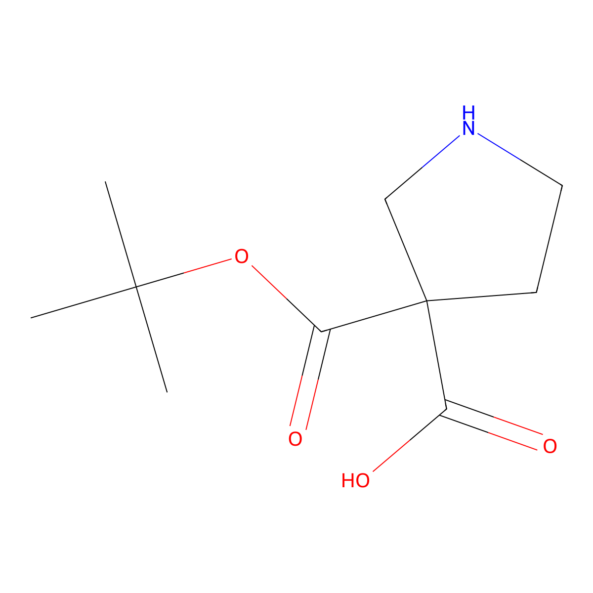 3-Tert-butoxycarbonylpyrrolidine-3-carboxylic acid molecular structure, CAS 2639455-97-1