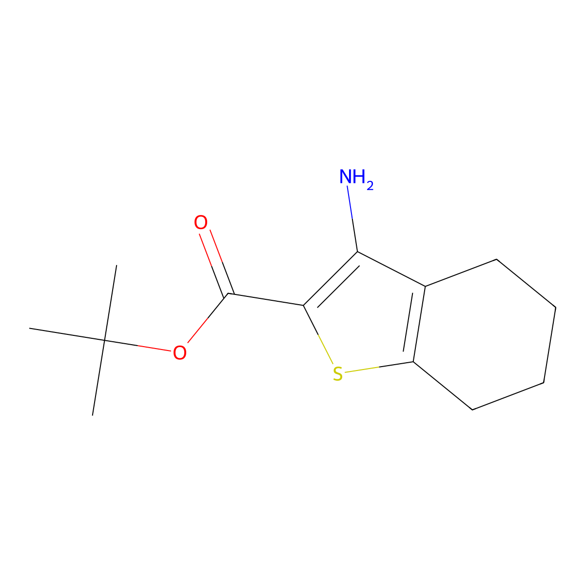 Tert-butyl 3-amino-4,5,6,7-tetrahydro-1-benzothiophene-2-carboxylate molecular structure, CAS 2639456-19-0