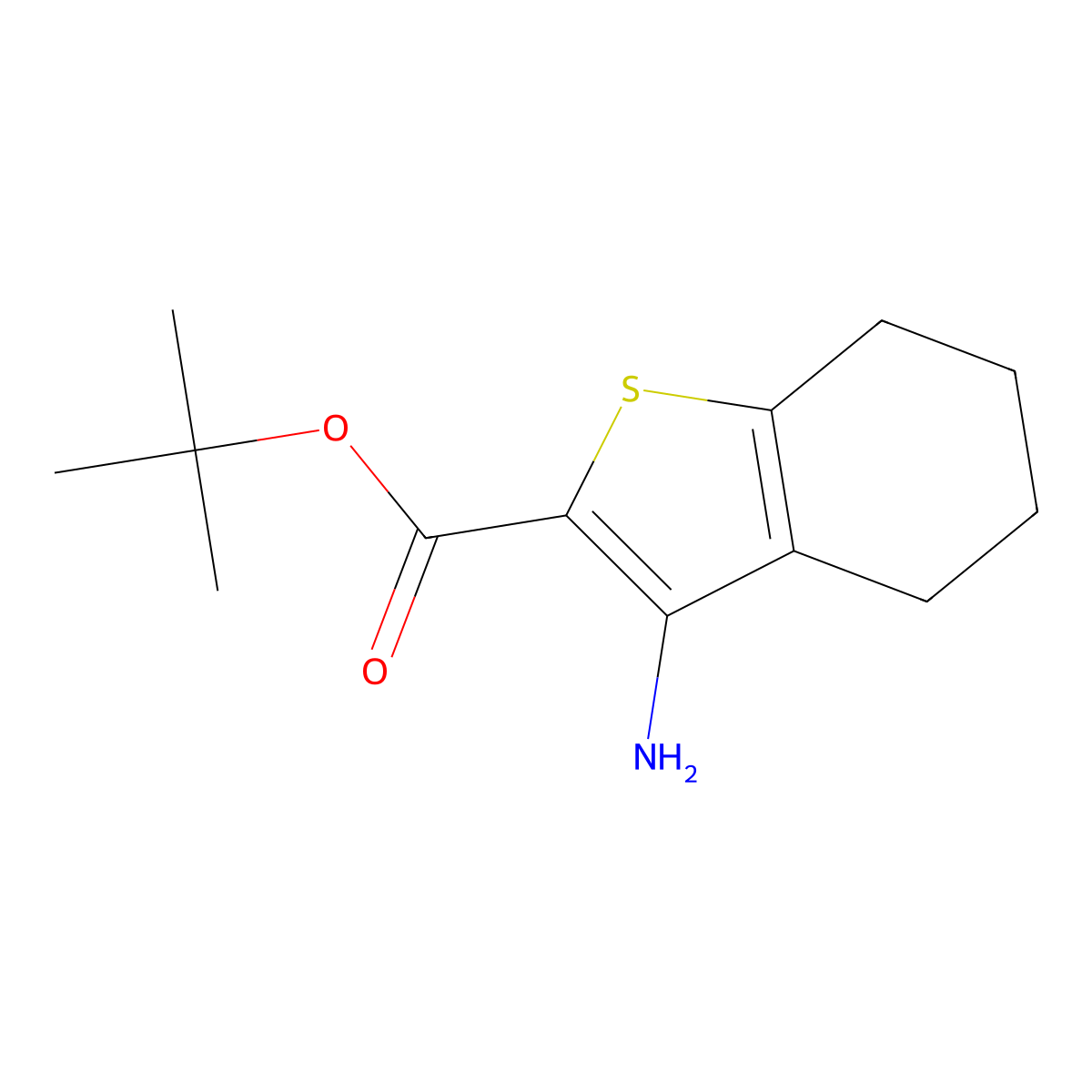 Tert-butyl 3-amino-4,5,6,7-tetrahydro-1-benzothiophene-2-carboxylate molecular structure, CAS 2639456-19-0