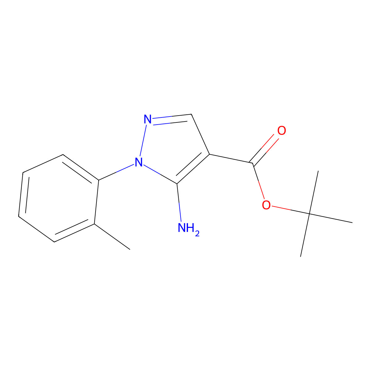 tert-butyl 5-amino-1-(2-methylphenyl)-1H-pyrazole-4-carboxylate molecular structure, CAS 2639456-33-8