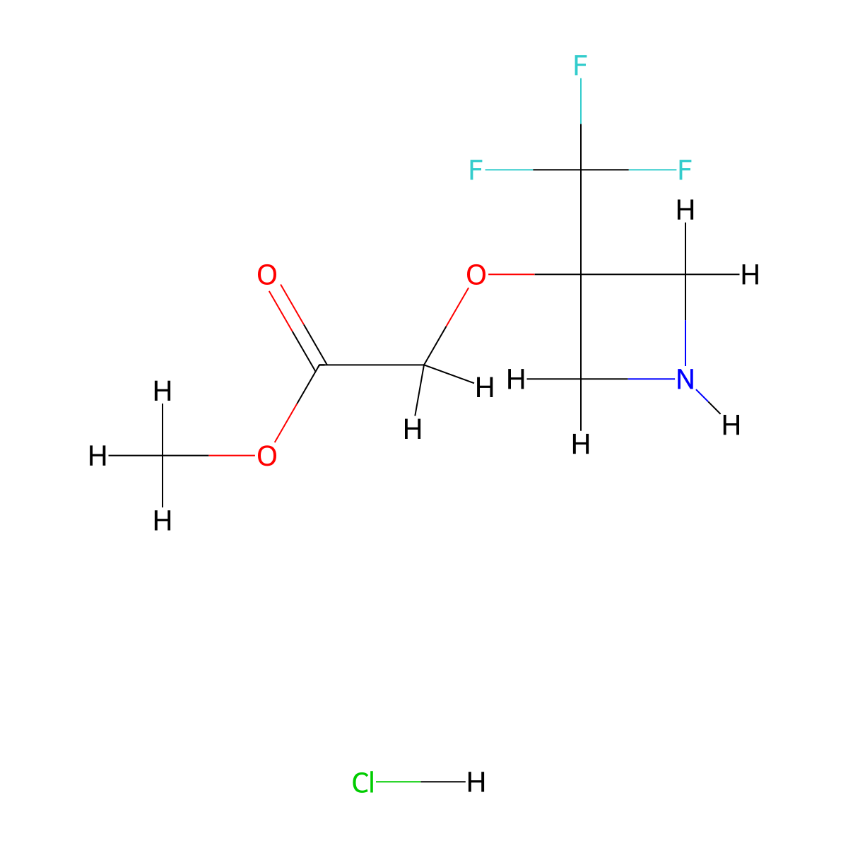 Methyl2-{[3-(trifluoromethyl)azetidin-3-yl]oxy}acetatehydrochloride molecular structure, CAS 2639456-38-3