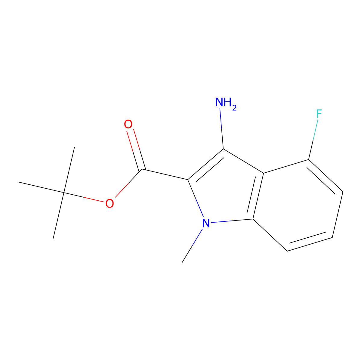 tert-butyl 3-amino-4-fluoro-1-methyl-1H-indole-2-carboxylate molecular structure, CAS 2639456-43-0
