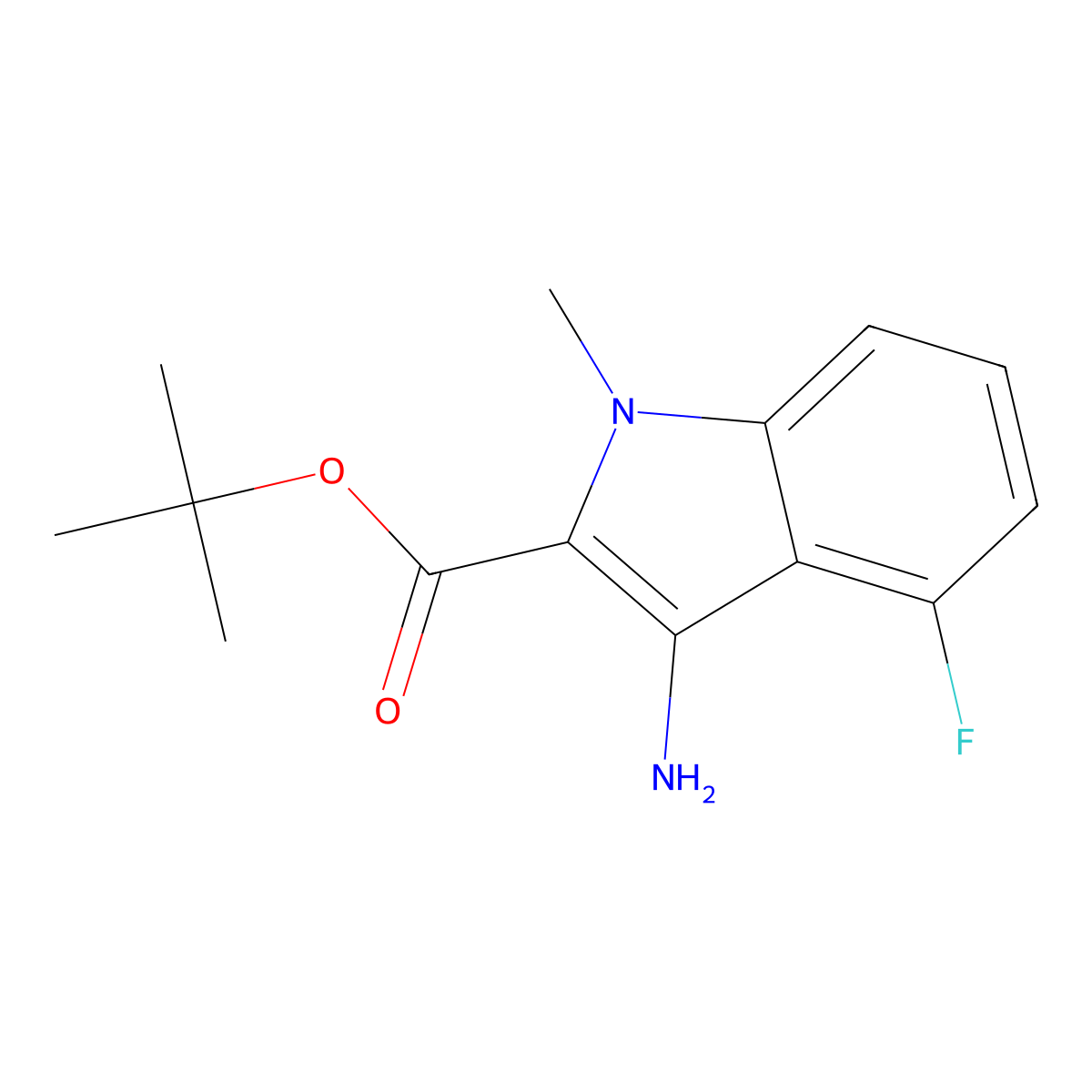 tert-butyl 3-amino-4-fluoro-1-methyl-1H-indole-2-carboxylate molecular structure, CAS 2639456-43-0