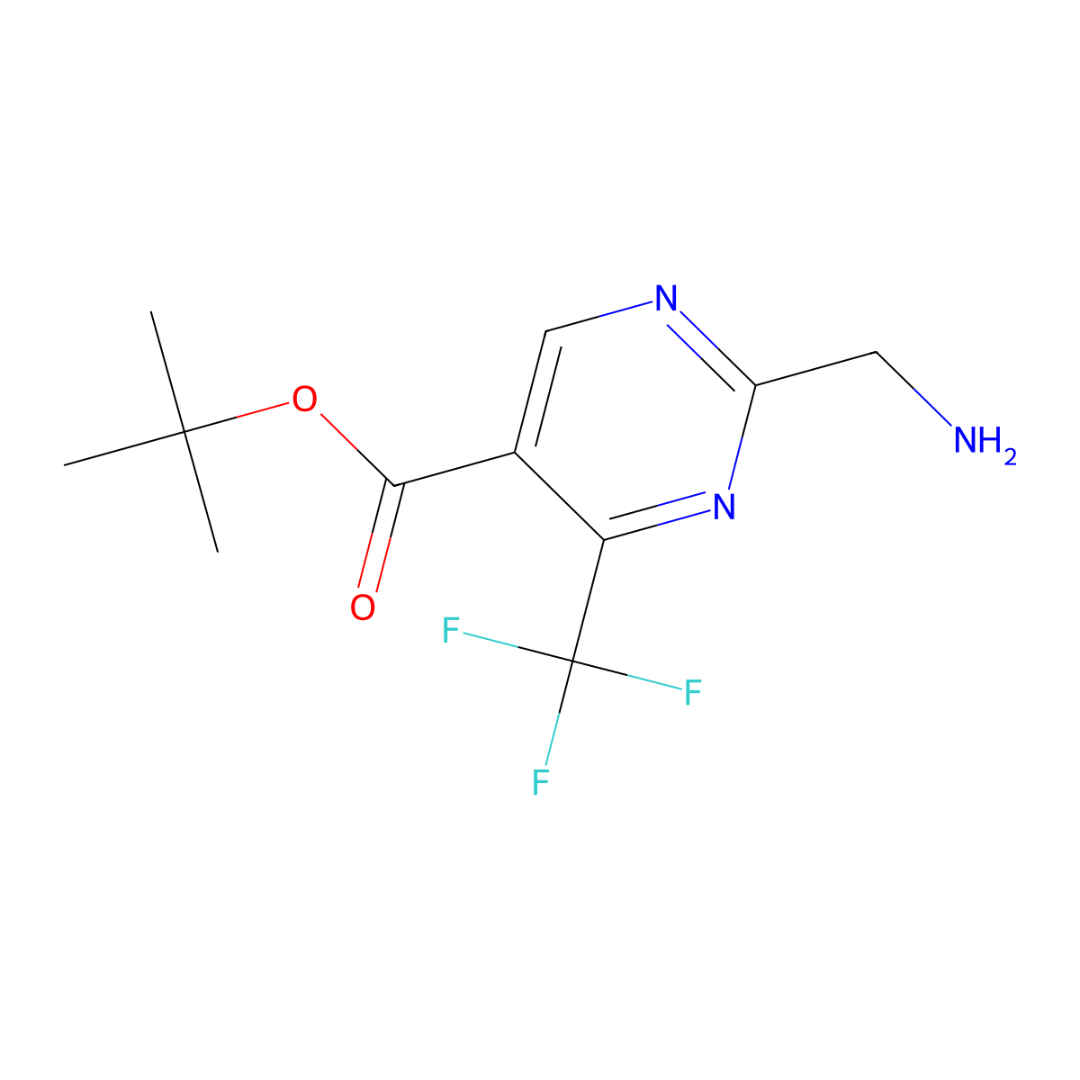 Tert-butyl 2-(aminomethyl)-4-(trifluoromethyl)pyrimidine-5-carboxylate molecular structure, CAS 2639456-48-5