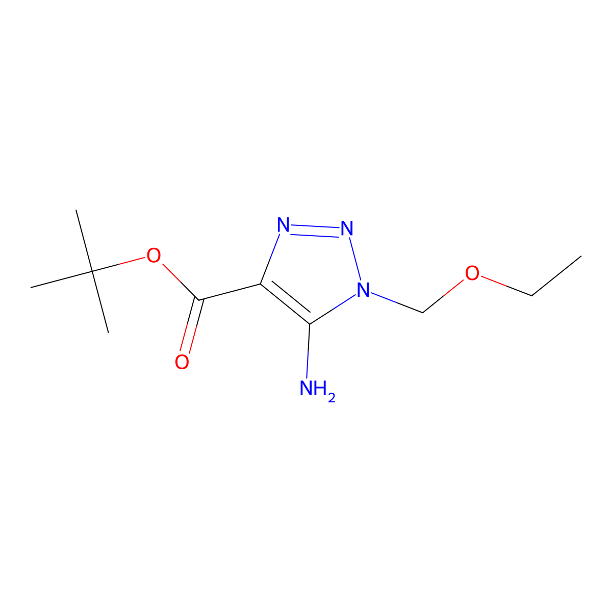 tert-butyl 5-amino-1-(ethoxymethyl)-1H-1,2,3-triazole-4-carboxylate molecular structure, CAS 2639456-54-3