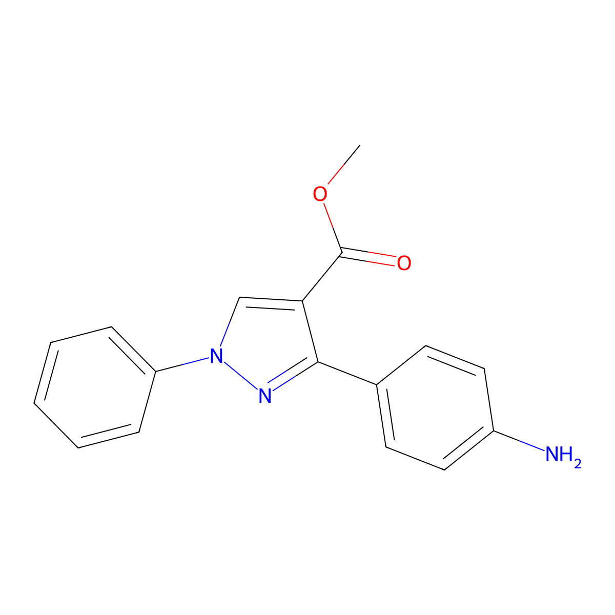 methyl 3-(4-aminophenyl)-1-phenyl-1H-pyrazole-4-carboxylate molecular structure, CAS 2639456-57-6