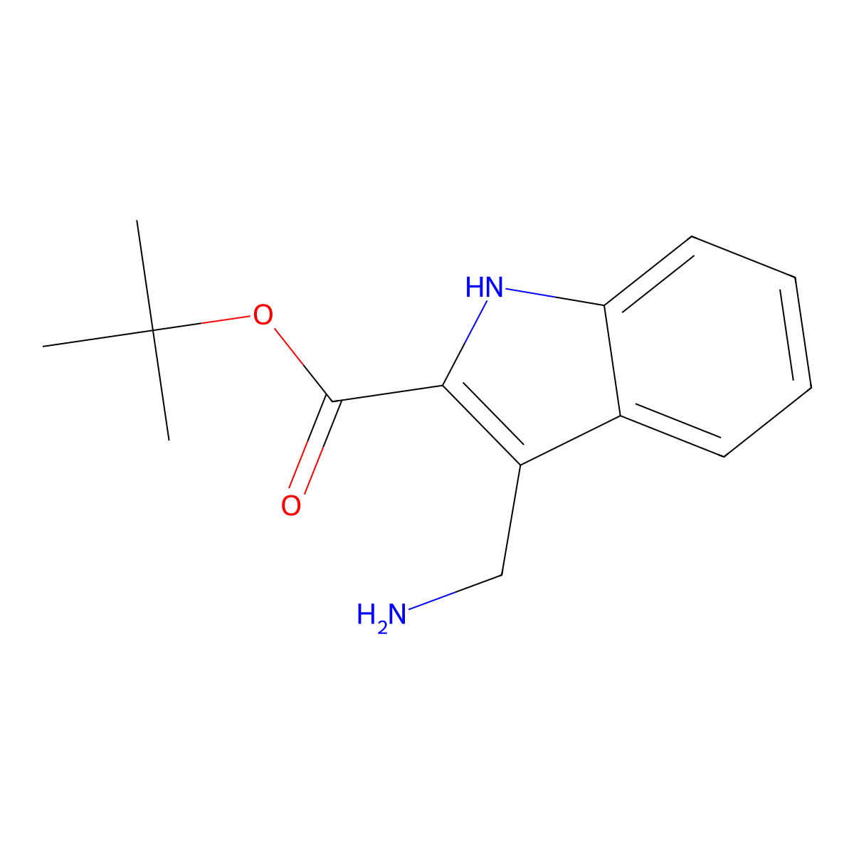 tert-butyl 3-(aminomethyl)-1H-indole-2-carboxylate molecular structure, CAS 2639456-59-8