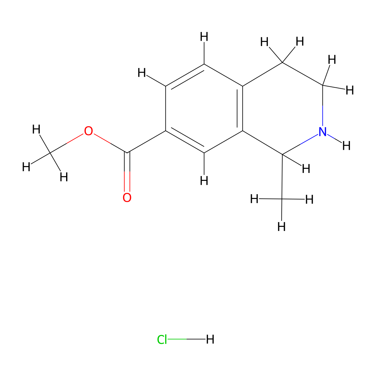 Methyl 1-methyl-1,2,3,4-tetrahydroisoquinoline-7-carboxylate hydrochloride molecular structure, CAS 2639456-64-5