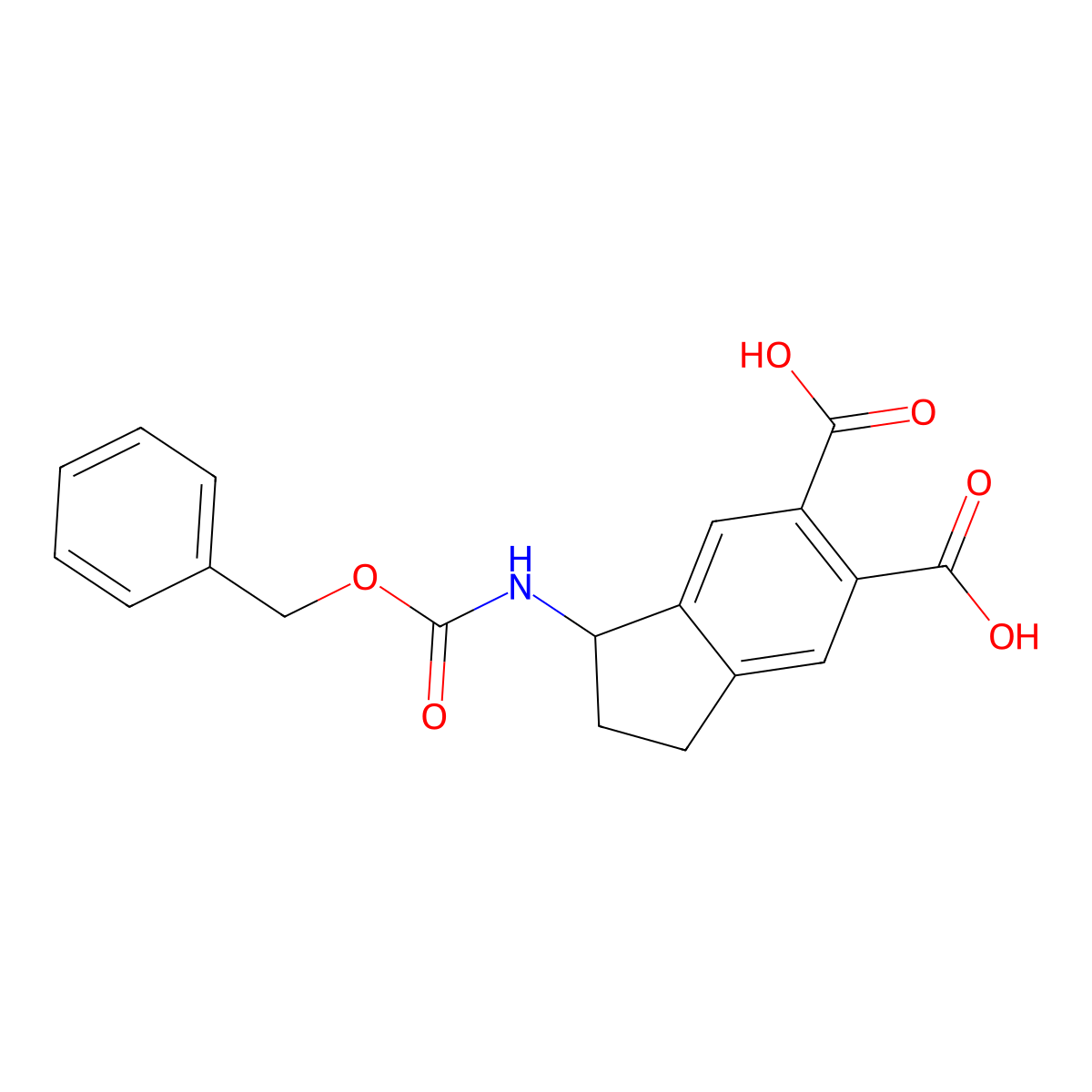 1-{[(benzyloxy)carbonyl]amino}-2,3-dihydro-1H-indene-5,6-dicarboxylic acid molecular structure, CAS 2639456-65-6