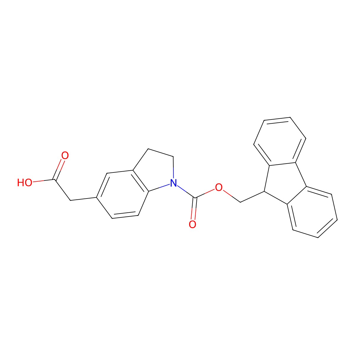 2-(1-{[(9H-fluoren-9-yl)methoxy]carbonyl}-2,3-dihydro-1H-indol-5-yl)acetic acid molecular structure, CAS 2639456-70-3