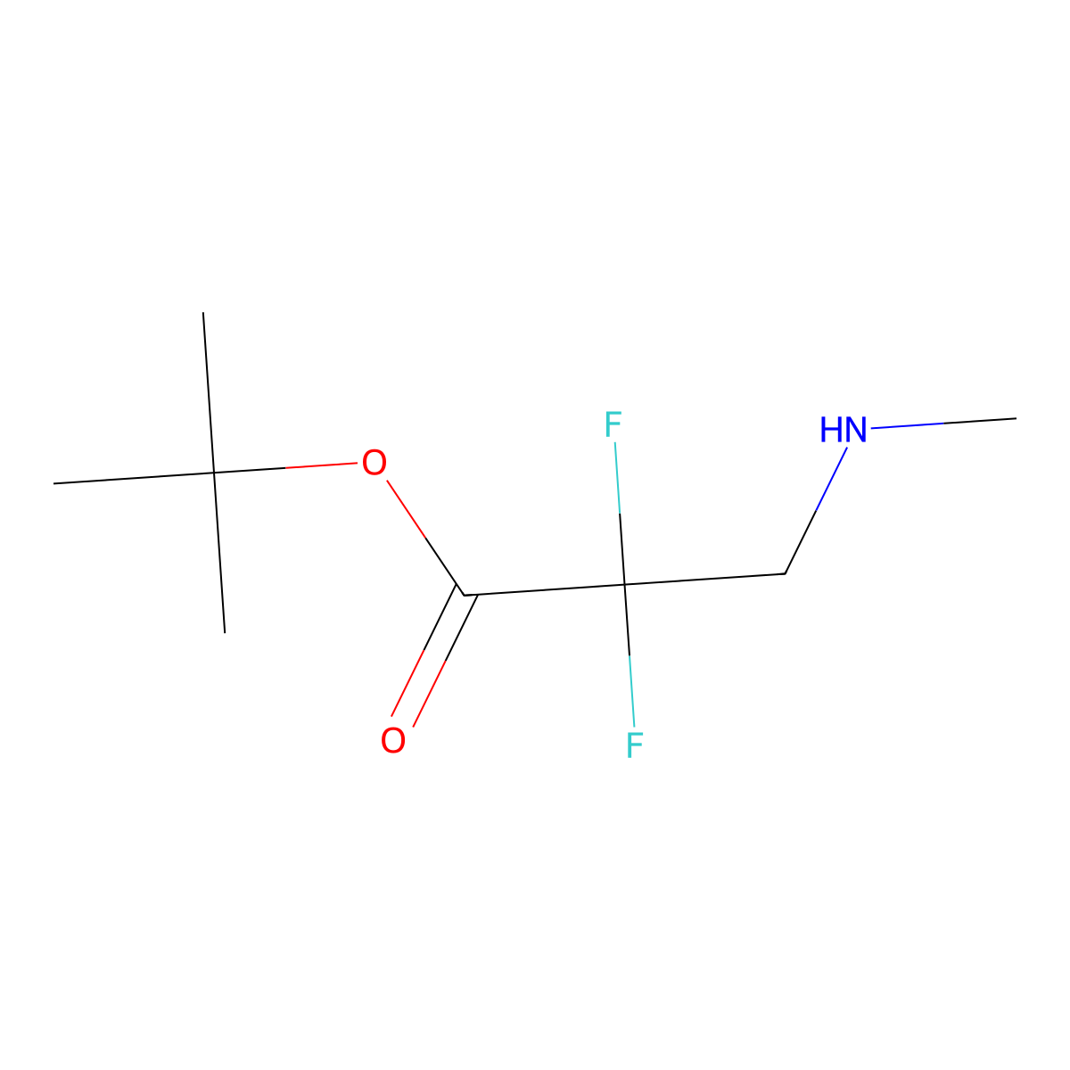Tert-butyl 2,2-difluoro-3-(methylamino)propanoate molecular structure, CAS 2639456-74-7