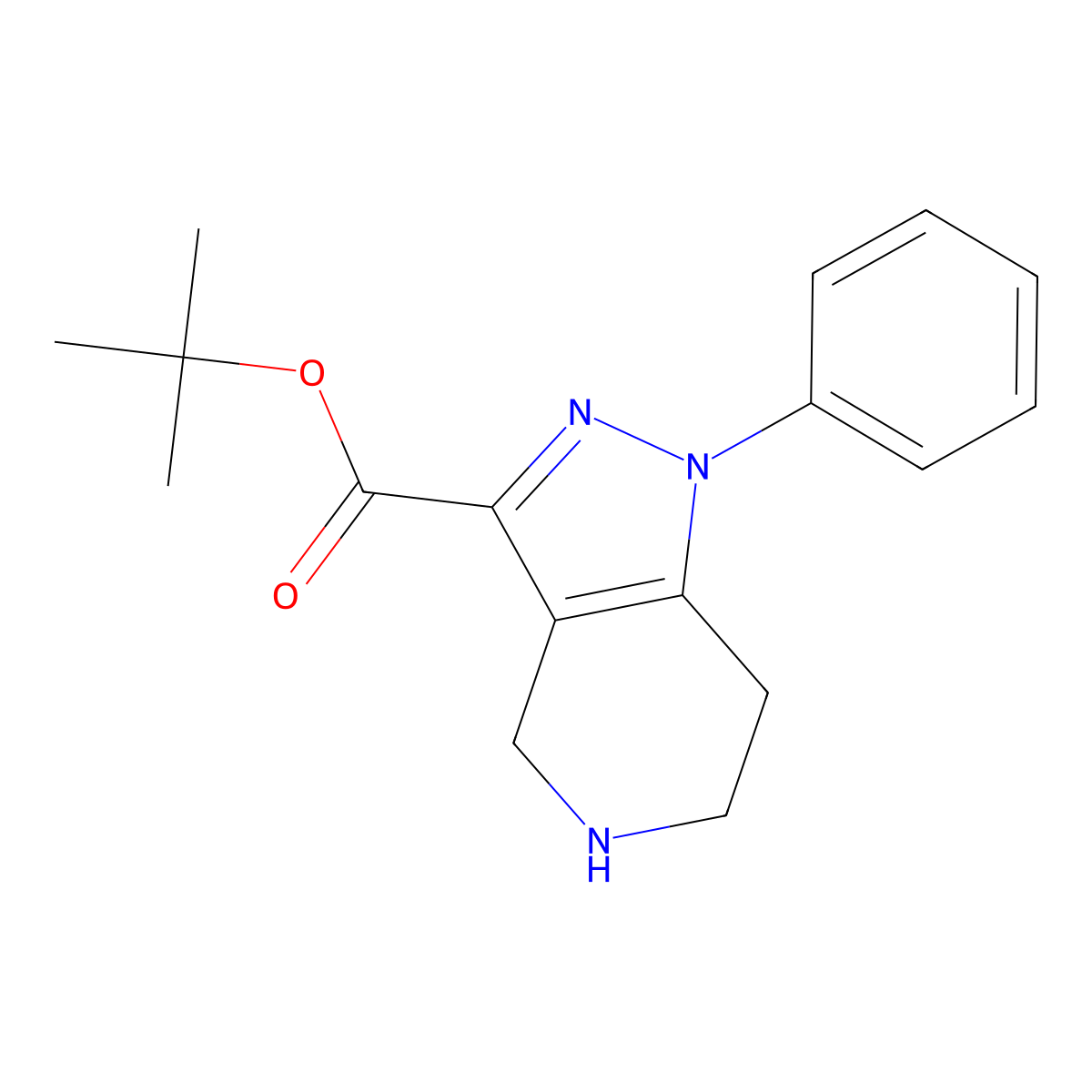 tert-butyl 1-phenyl-1H,4H,5H,6H,7H-pyrazolo[4,3-c]pyridine-3-carboxylate molecular structure, CAS 2639456-89-4