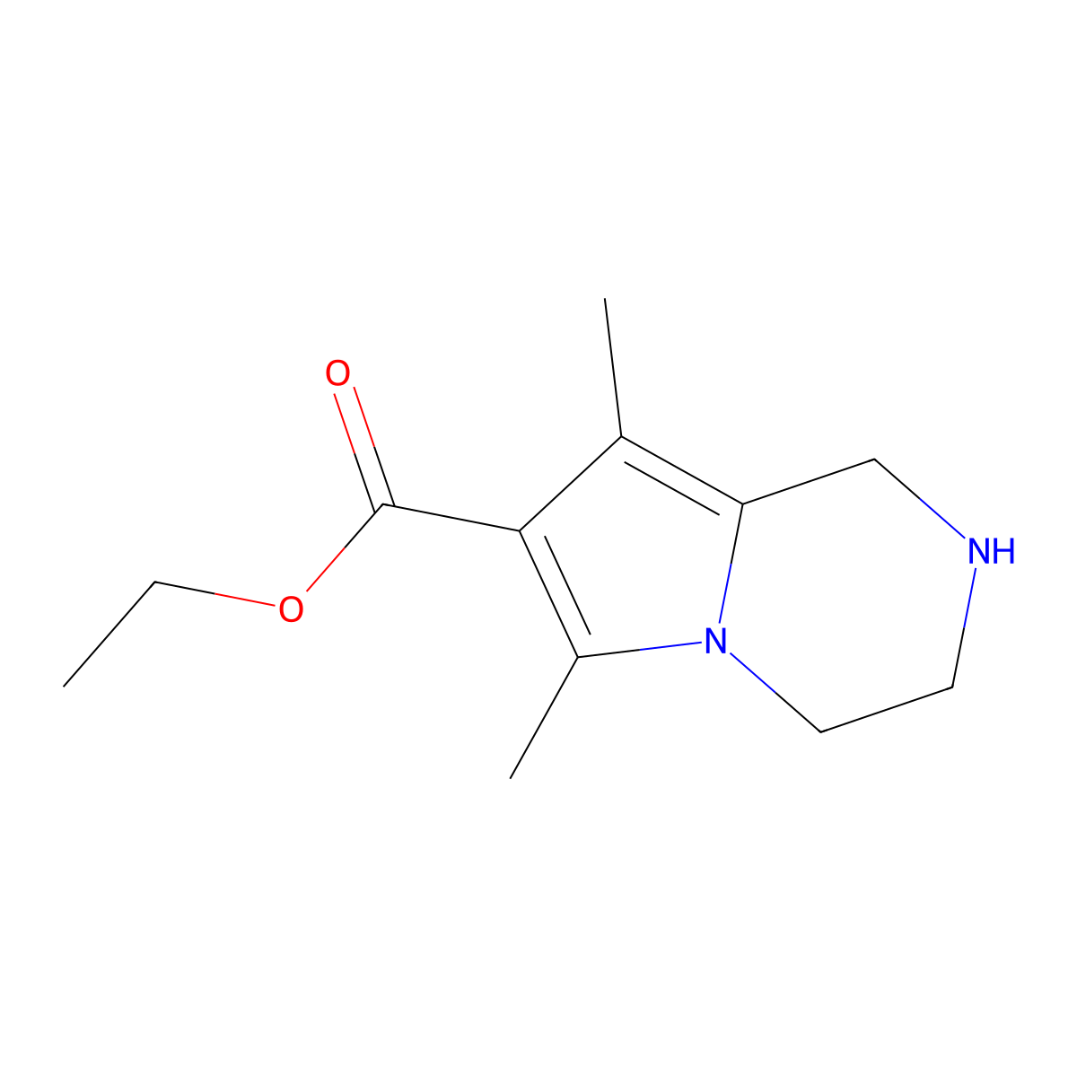 ethyl 6,8-dimethyl-1H,2H,3H,4H-pyrrolo[1,2-a]pyrazine-7-carboxylate molecular structure, CAS 2639456-91-8