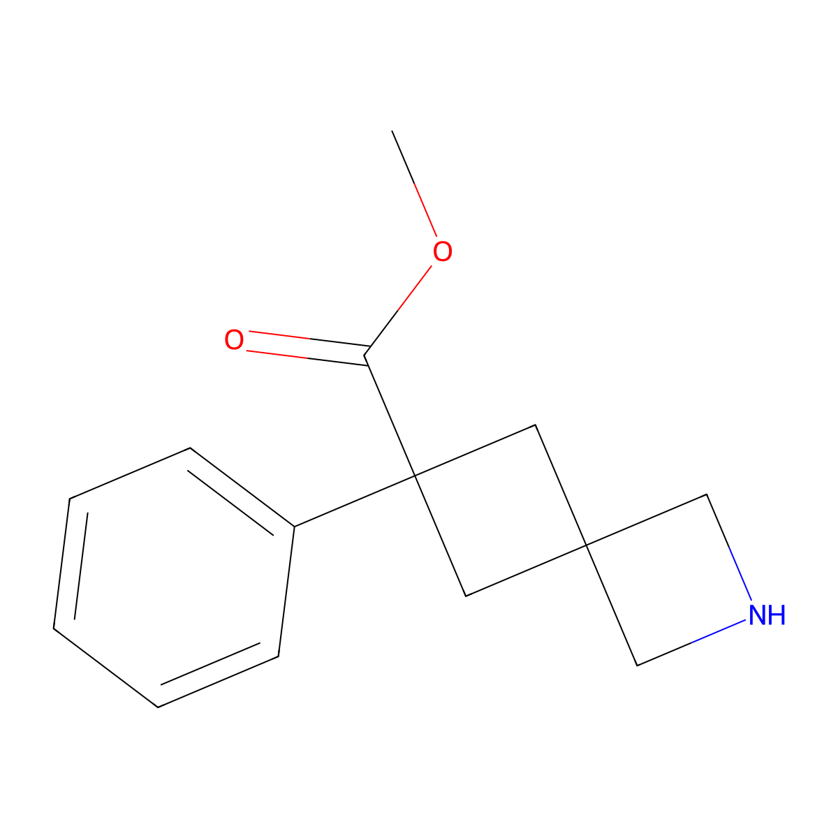 Methyl 6-phenyl-2-azaspiro[3.3]heptane-6-carboxylate molecular structure, CAS 2639456-94-1