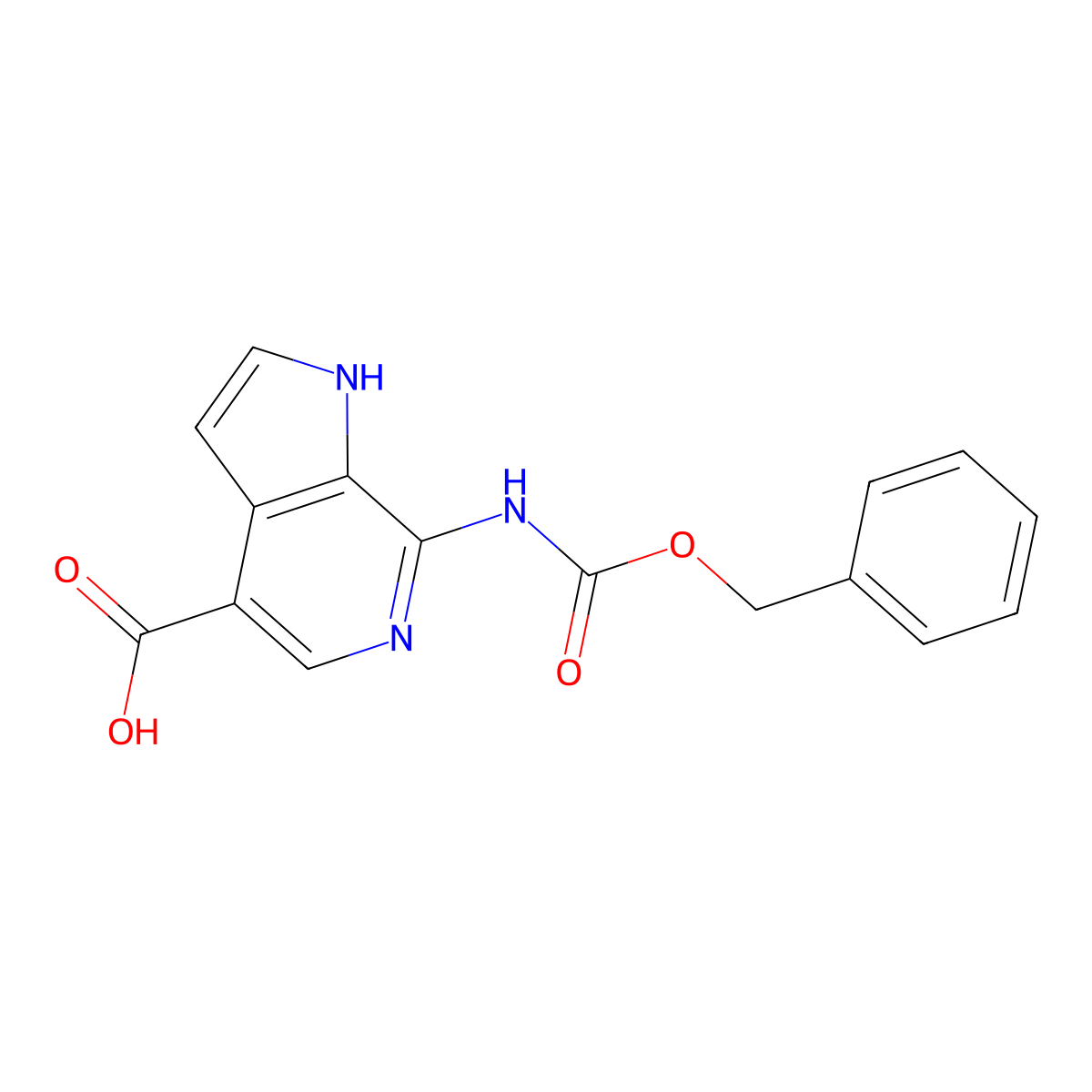7-{[(benzyloxy)carbonyl]amino}-1H-pyrrolo[2,3-c]pyridine-4-carboxylic acid molecular structure, CAS 2639456-98-5