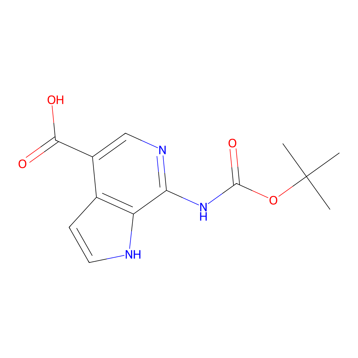 7-{[(tert-butoxy)carbonyl]amino}-1H-pyrrolo[2,3-c]pyridine-4-carboxylic acid molecular structure, CAS 2639457-02-4