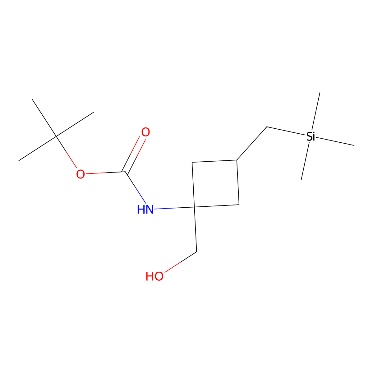 tert-butyl N-[1-(hydroxymethyl)-3-[(trimethylsilyl)methyl]cyclobutyl]carbamate molecular structure, CAS 2639457-04-6