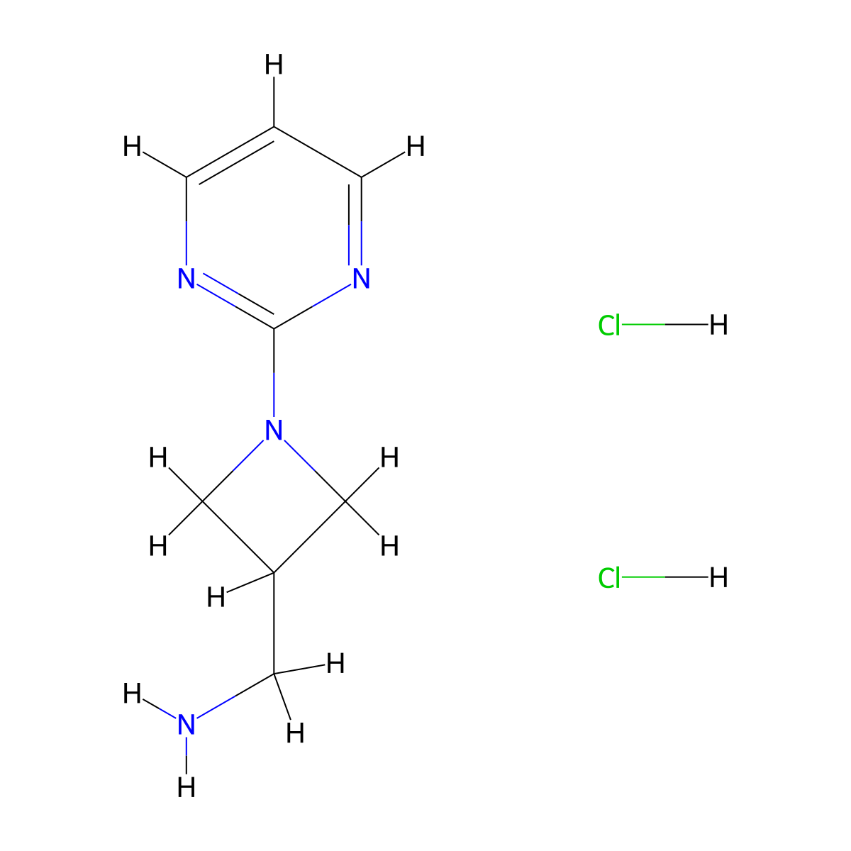 1-[1-(Pyrimidin-2-yl)azetidin-3-yl]methanamine dihydrochloride molecular structure, CAS 2639457-20-6