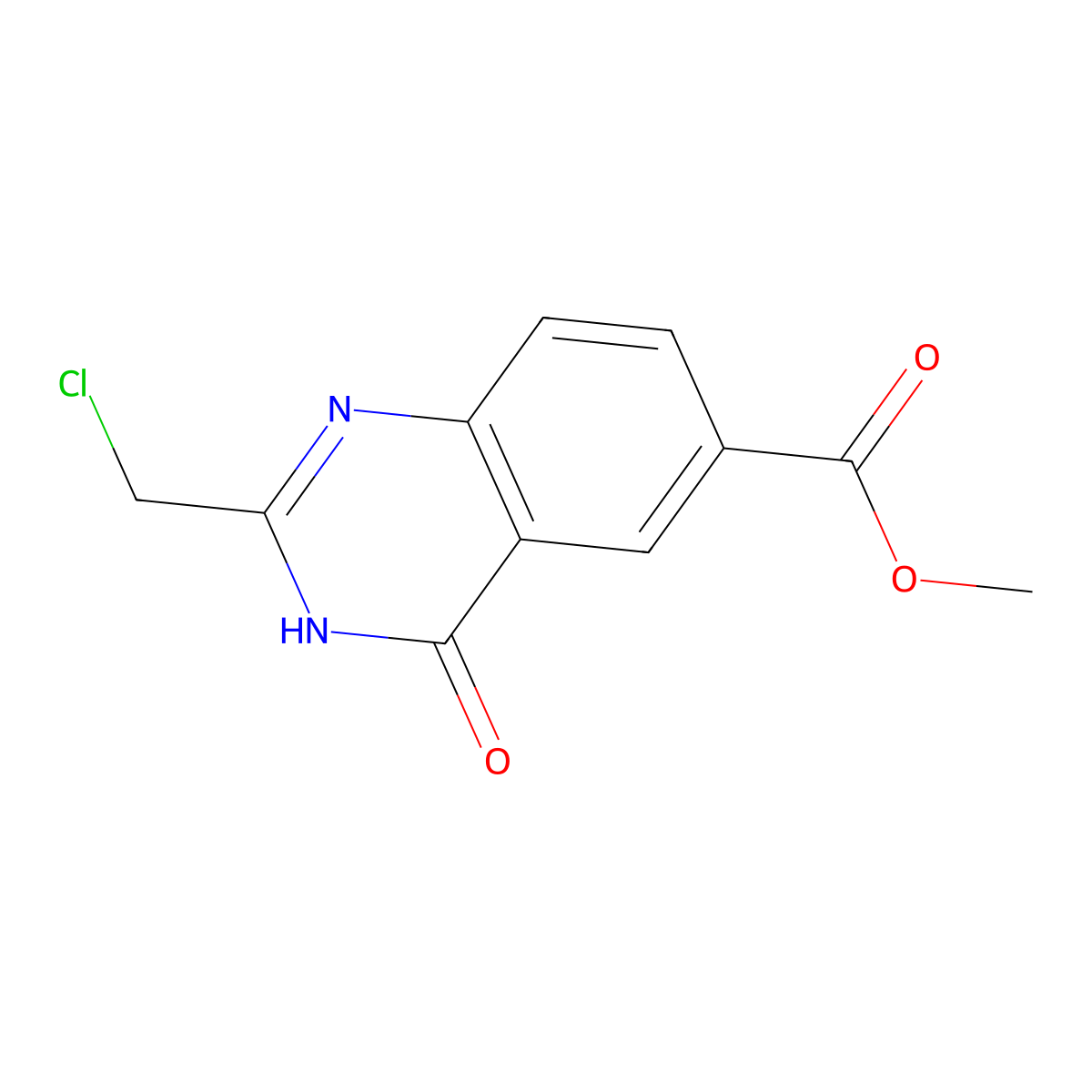 Methyl 2-(chloromethyl)-4-oxo-3,4-dihydroquinazoline-6-carboxylate molecular structure, CAS 2639457-25-1