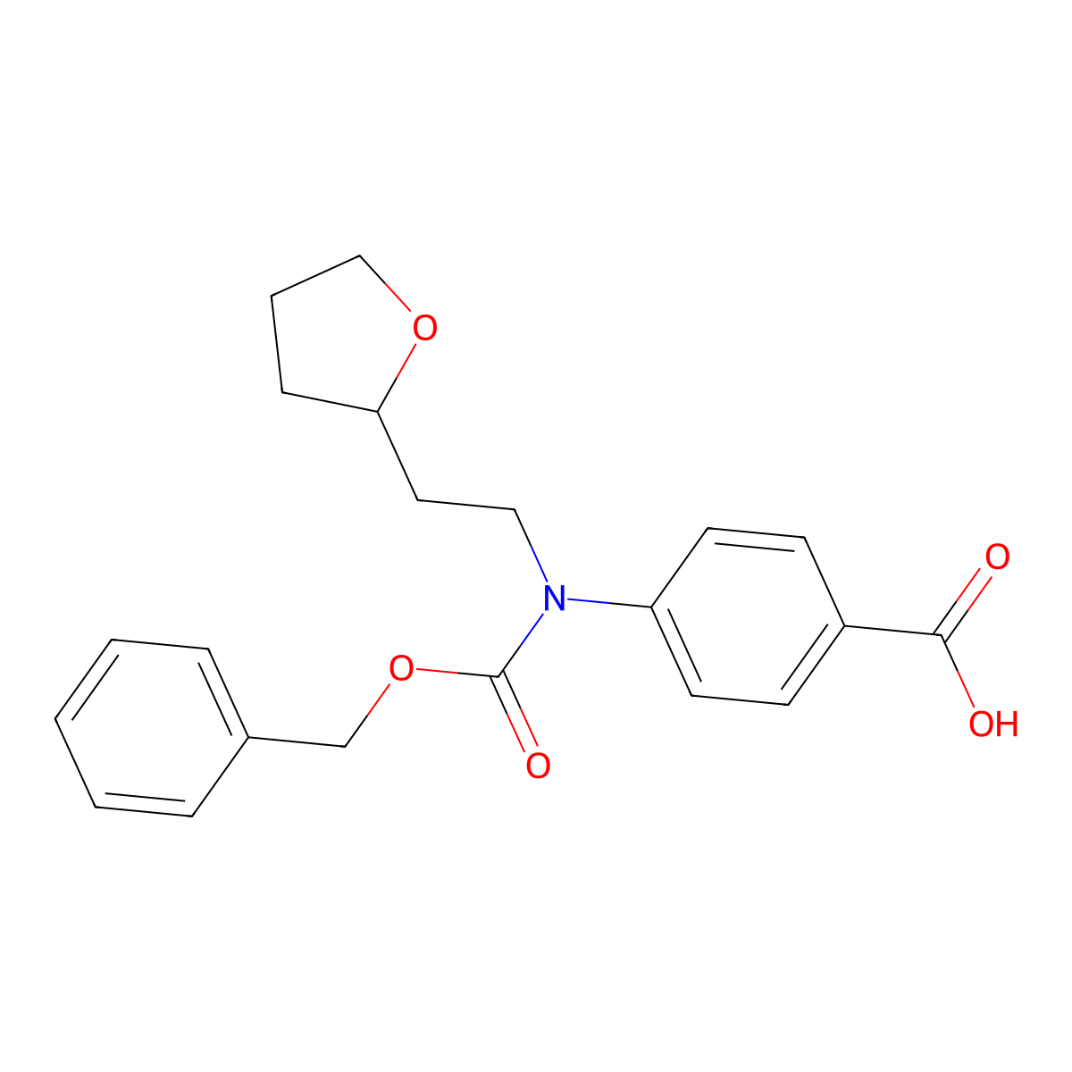4-{[(Benzyloxy)carbonyl][2-(oxolan-2-yl)ethyl]amino}benzoic acid molecular structure, CAS 2639457-38-6