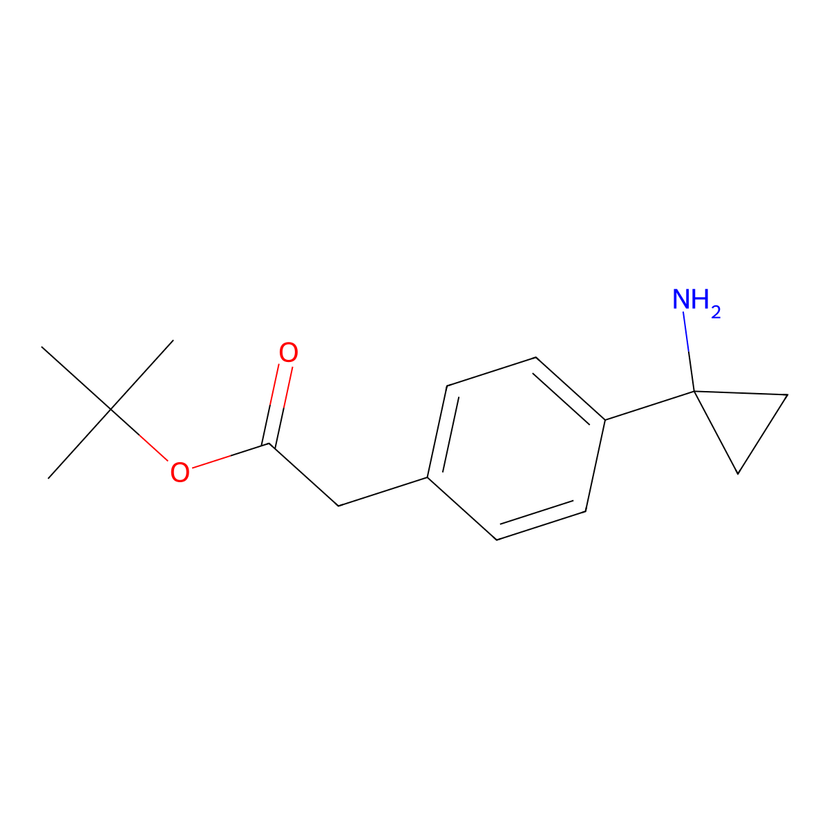 Tert-butyl 2-[4-(1-aminocyclopropyl)phenyl]acetate molecular structure, CAS 2639457-40-0