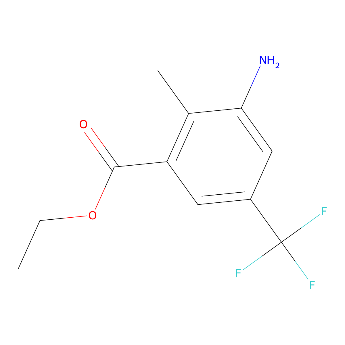 Ethyl 3-amino-2-methyl-5-(trifluoromethyl)benzoate molecular structure, CAS 2639457-42-2