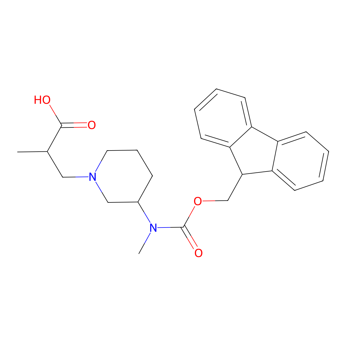 3-[3-({[(9H-fluoren-9-yl)methoxy]carbonyl}(methyl)amino)piperidin-1-yl]-2-methylpropanoic acid molecular structure, CAS 2639457-54-6