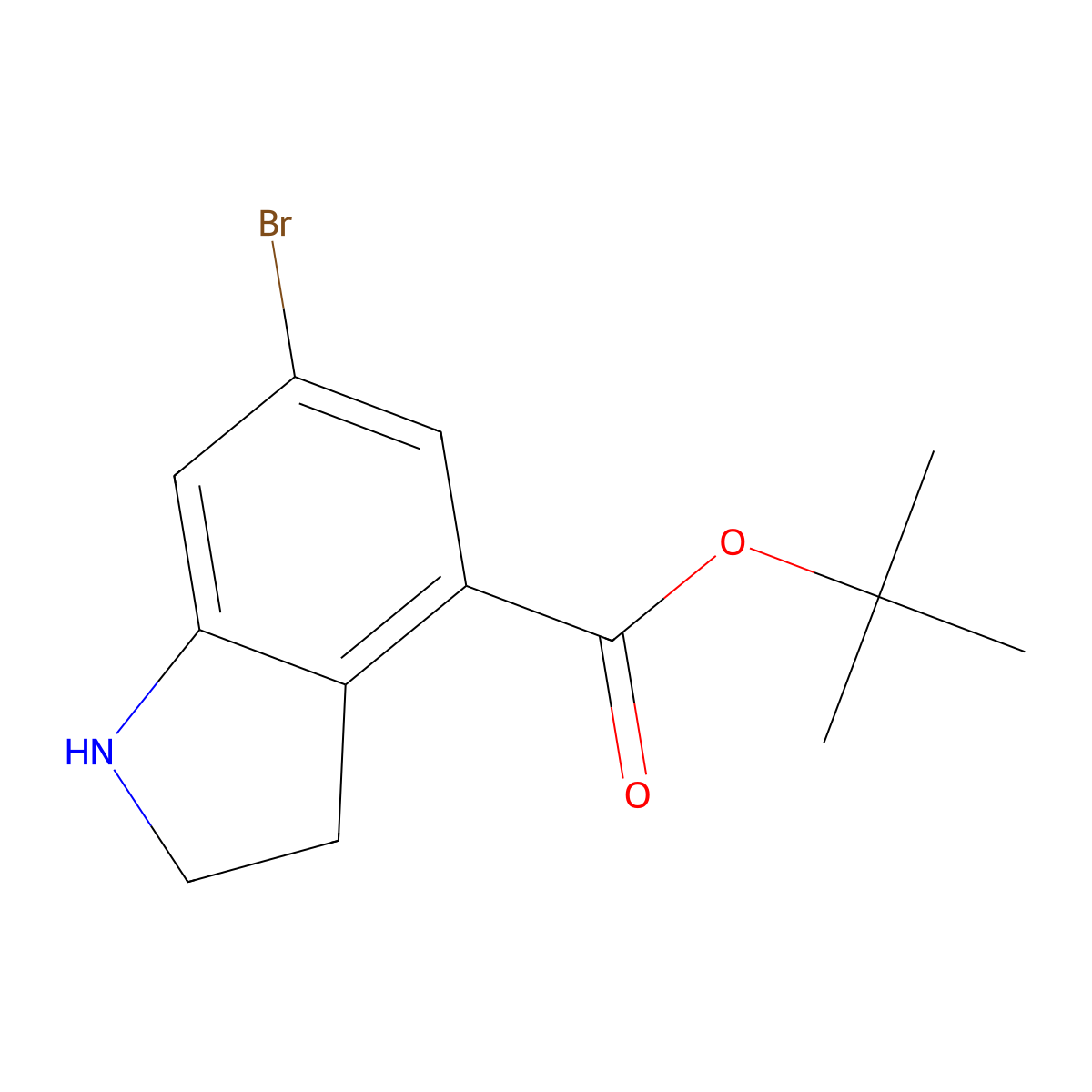 tert-butyl 6-bromo-2,3-dihydro-1H-indole-4-carboxylate molecular structure, CAS 2639457-57-9