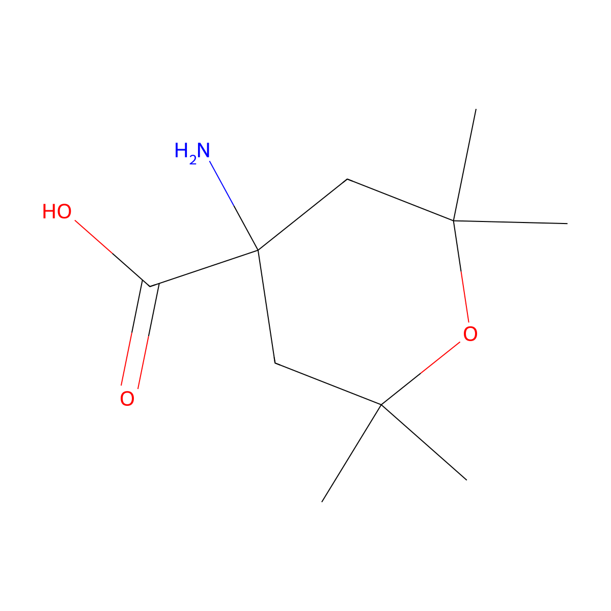 4-Amino-2,2,6,6-tetramethyloxane-4-carboxylic acid molecular structure, CAS 2639457-60-4