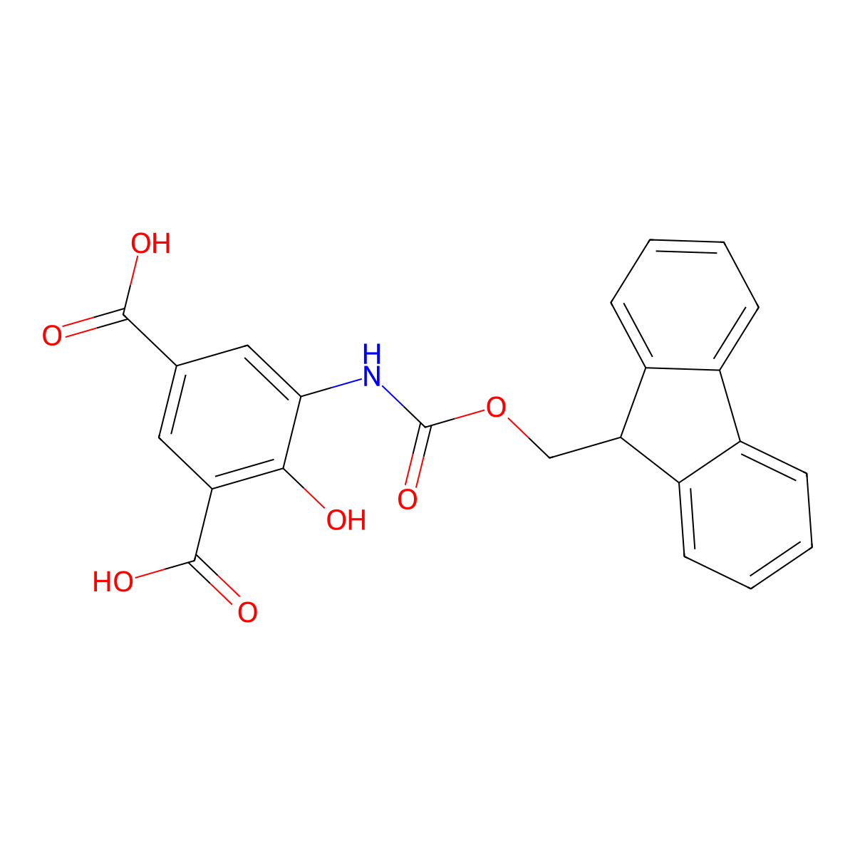 5-({[(9H-fluoren-9-yl)methoxy]carbonyl}amino)-4-hydroxybenzene-1,3-dicarboxylic acid molecular structure, CAS 2639457-63-7