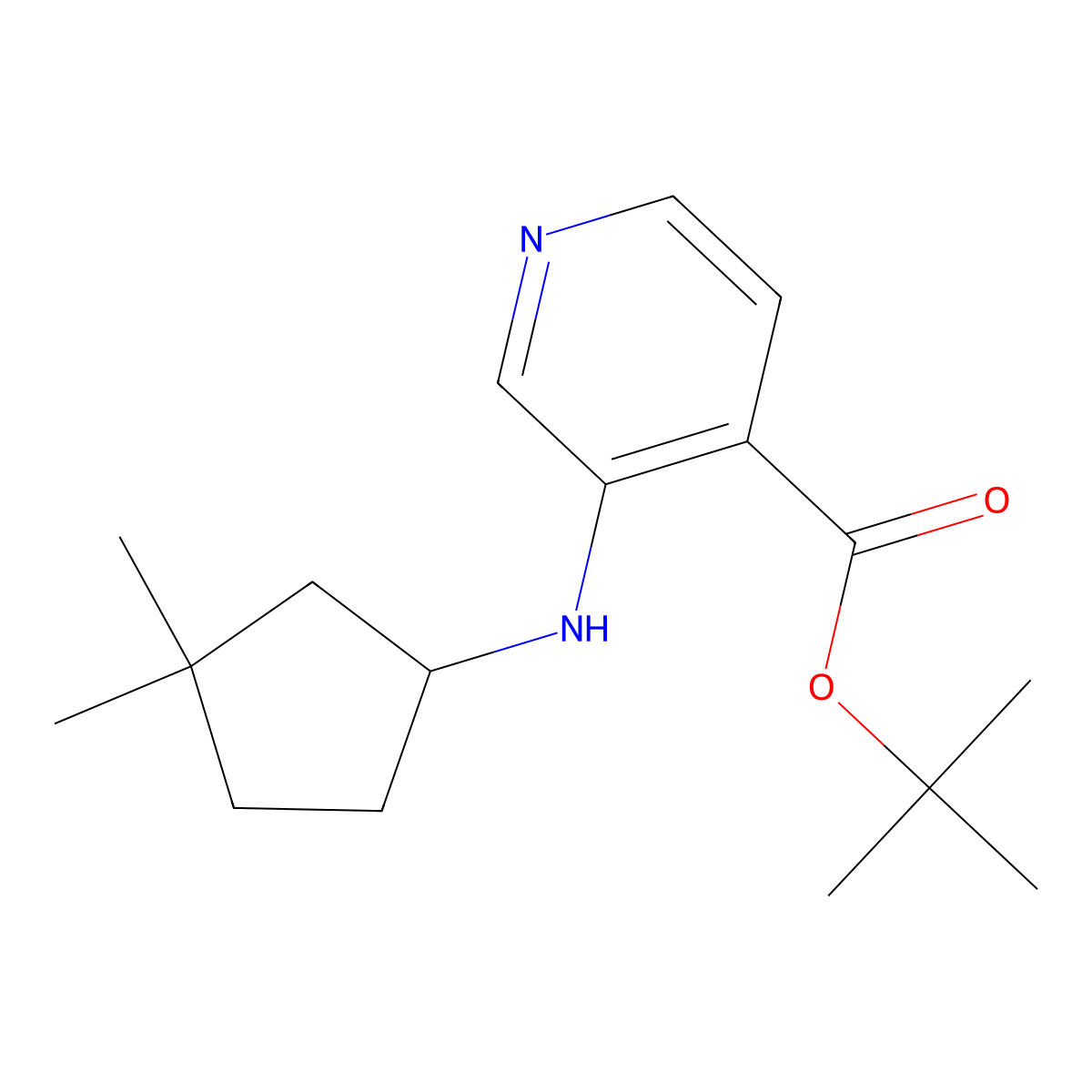Tert-butyl 3-[(3,3-dimethylcyclopentyl)amino]pyridine-4-carboxylate molecular structure, CAS 2639457-68-2