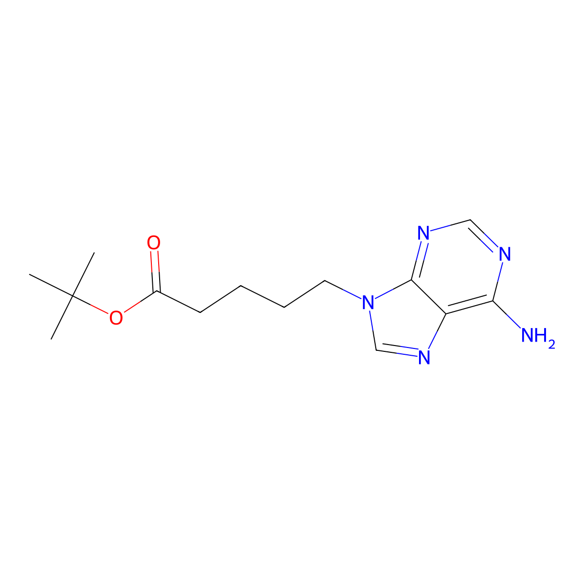 tert-butyl 5-(6-amino-9H-purin-9-yl)pentanoate molecular structure, CAS 2639457-81-9