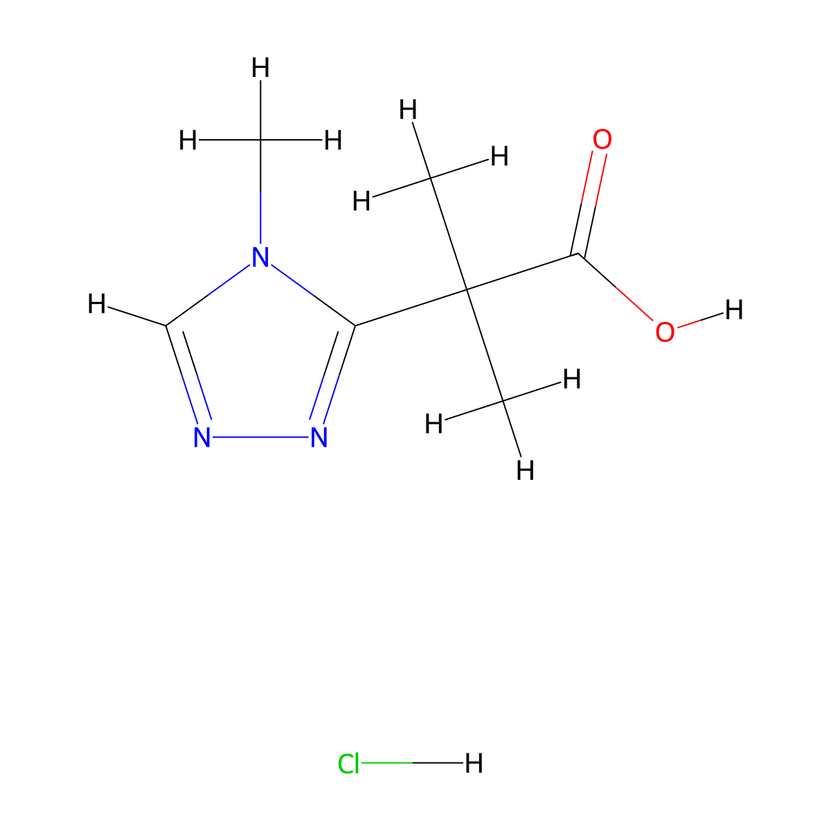 2-methyl-2-(4-methyl-4H-1,2,4-triazol-3-yl)propanoic acid hydrochloride molecular structure, CAS 2639457-84-2