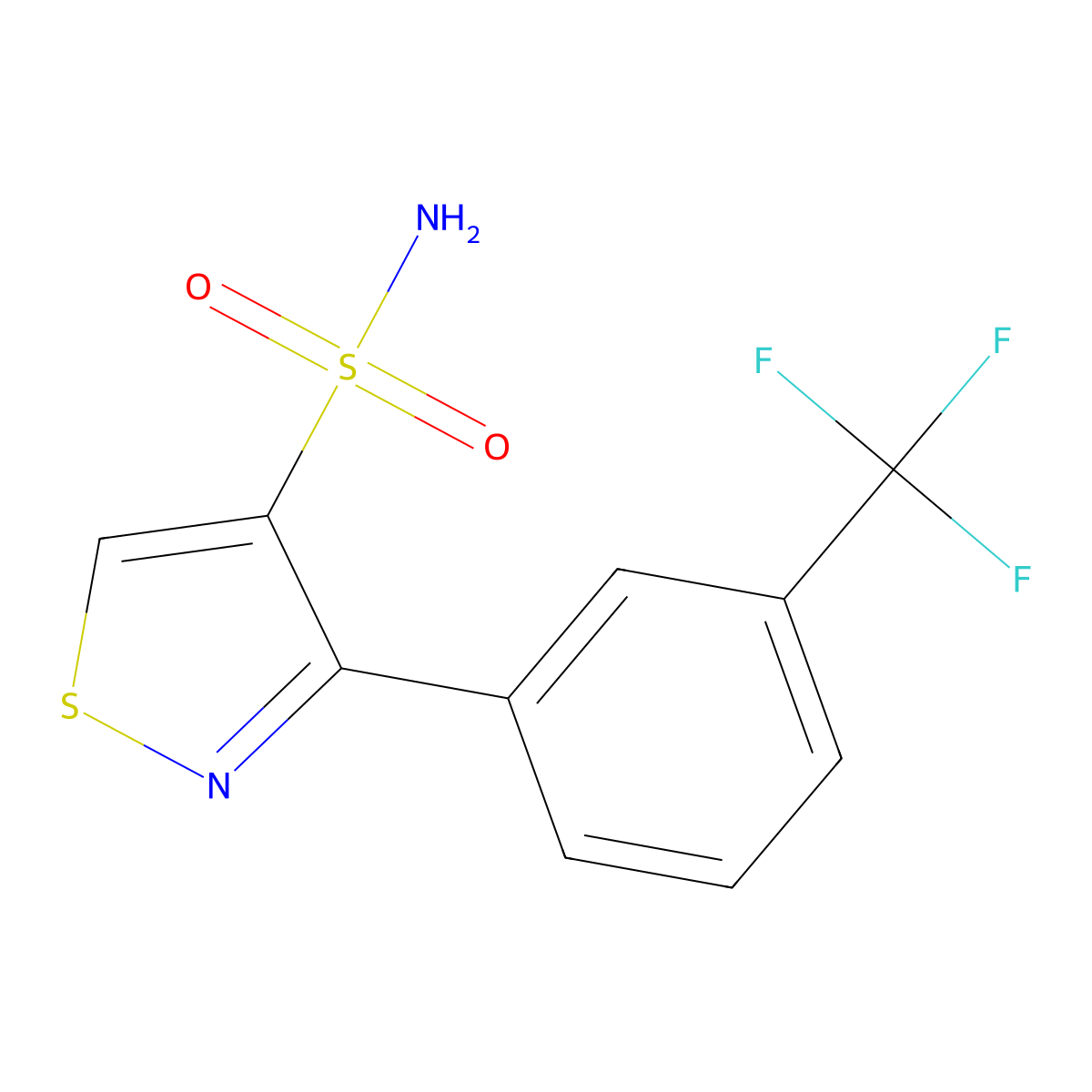 3-[3-(Trifluoromethyl)phenyl]-1,2-thiazole-4-sulfonamide molecular structure, CAS 2639457-86-4