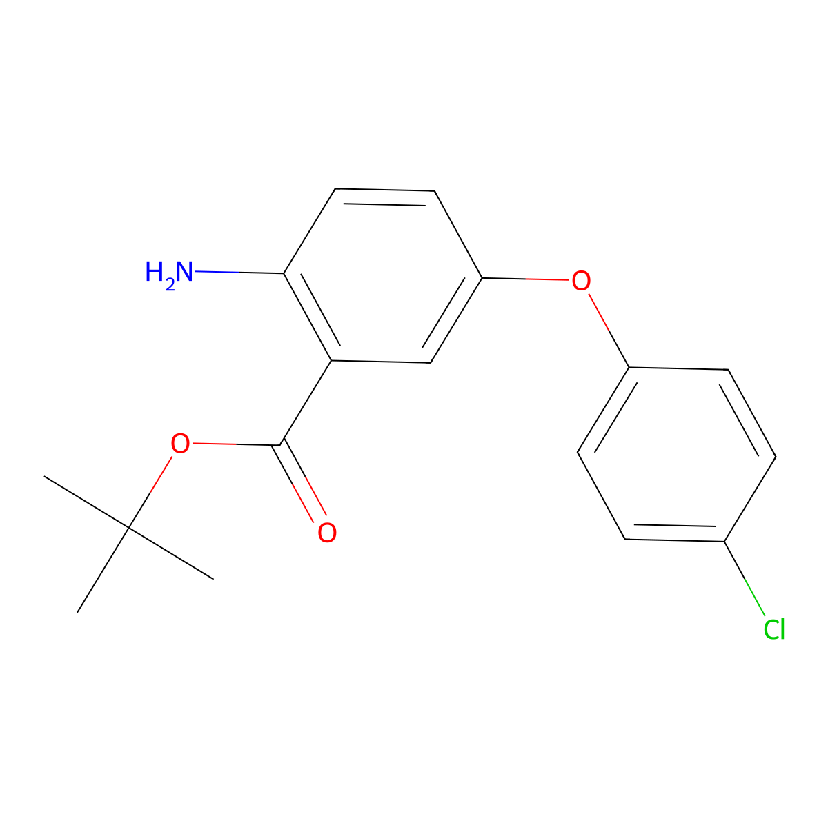 Tert-butyl 2-amino-5-(4-chlorophenoxy)benzoate molecular structure, CAS 2639457-87-5