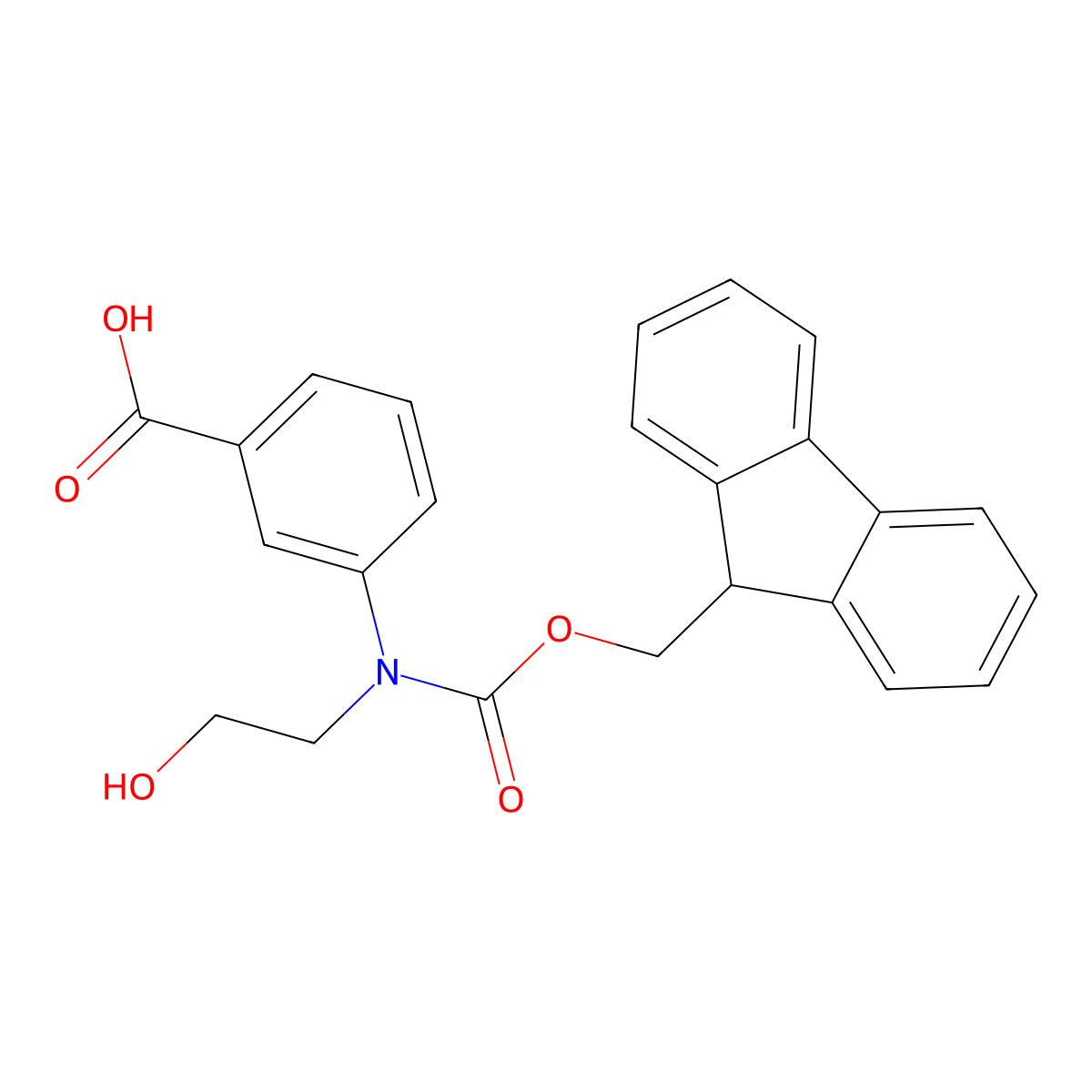 3-({[(9H-fluoren-9-yl)methoxy]carbonyl}(2-hydroxyethyl)amino)benzoic acid molecular structure, CAS 2639457-90-0
