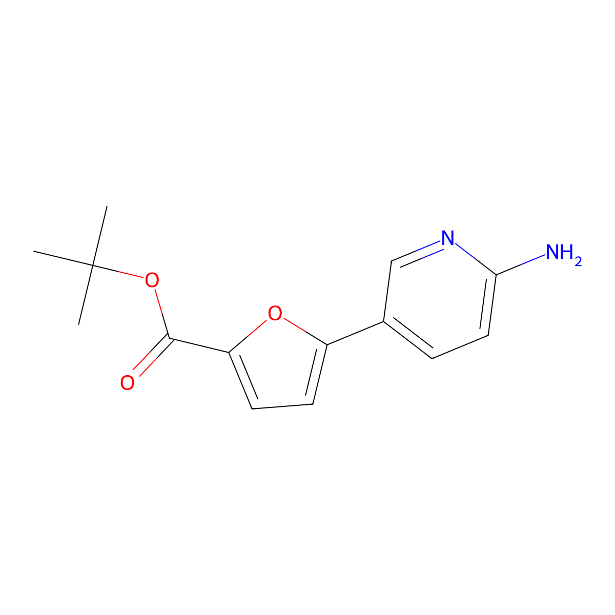 Tert-butyl 5-(6-aminopyridin-3-yl)furan-2-carboxylate molecular structure, CAS 2639457-99-9