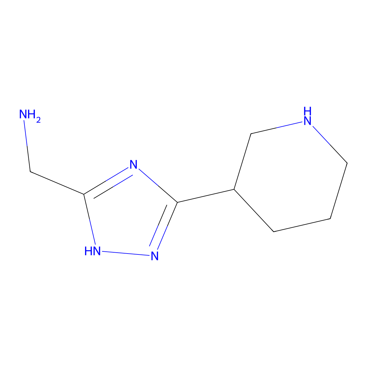 1-[5-(piperidin-3-yl)-4H-1,2,4-triazol-3-yl]methanamine molecular structure, CAS 2639458-09-4