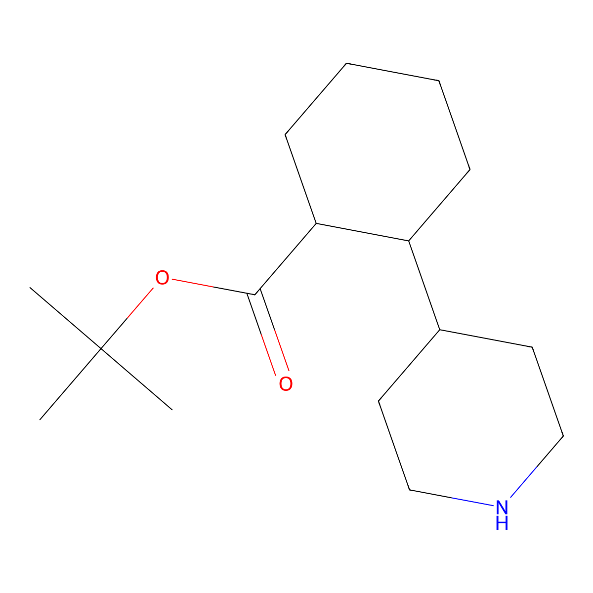 Tert-butyl 2-(piperidin-4-yl)cyclohexane-1-carboxylate molecular structure, CAS 2639458-10-7