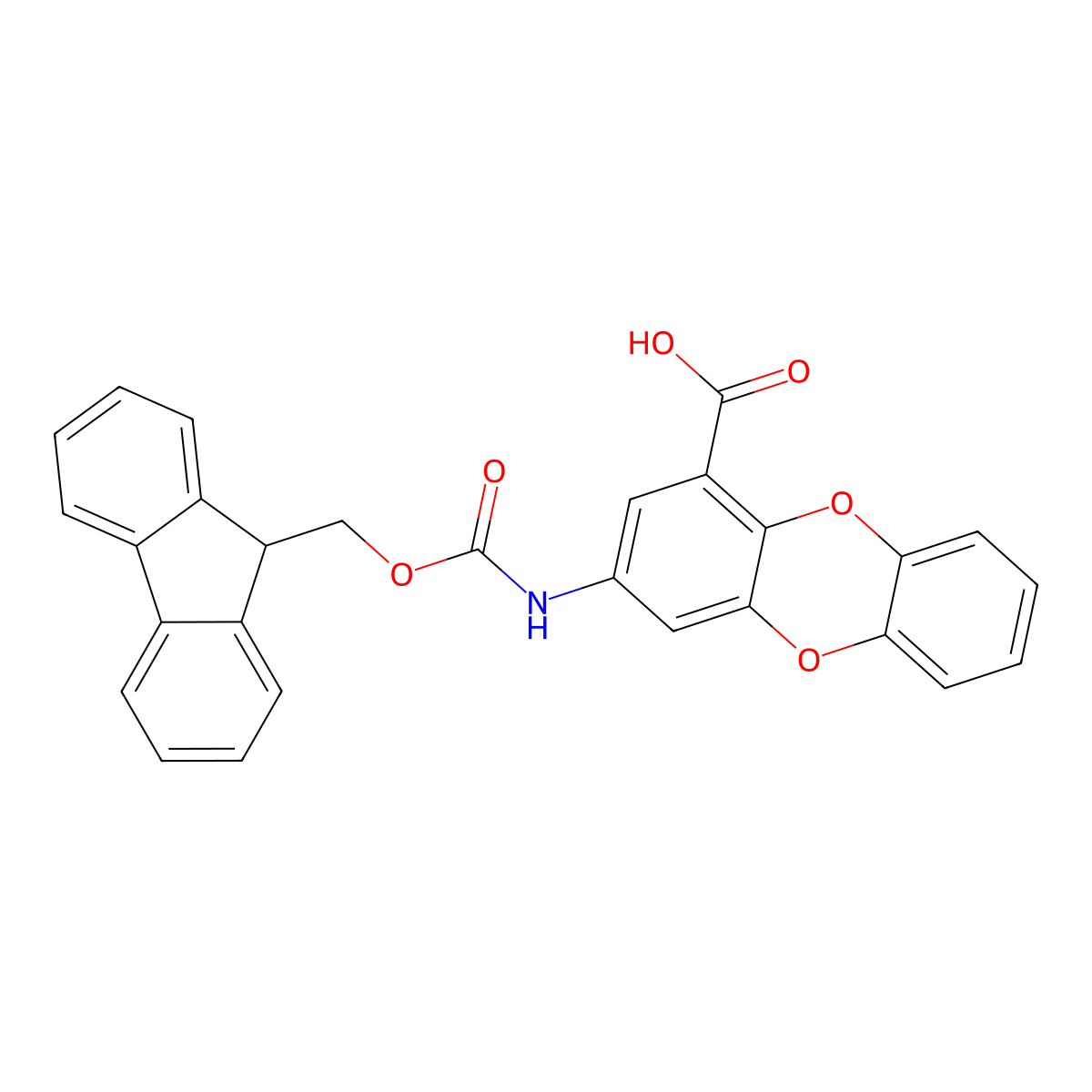3-({[(9H-fluoren-9-yl)methoxy]carbonyl}amino)oxanthrene-1-carboxylic acid molecular structure, CAS 2639458-13-0