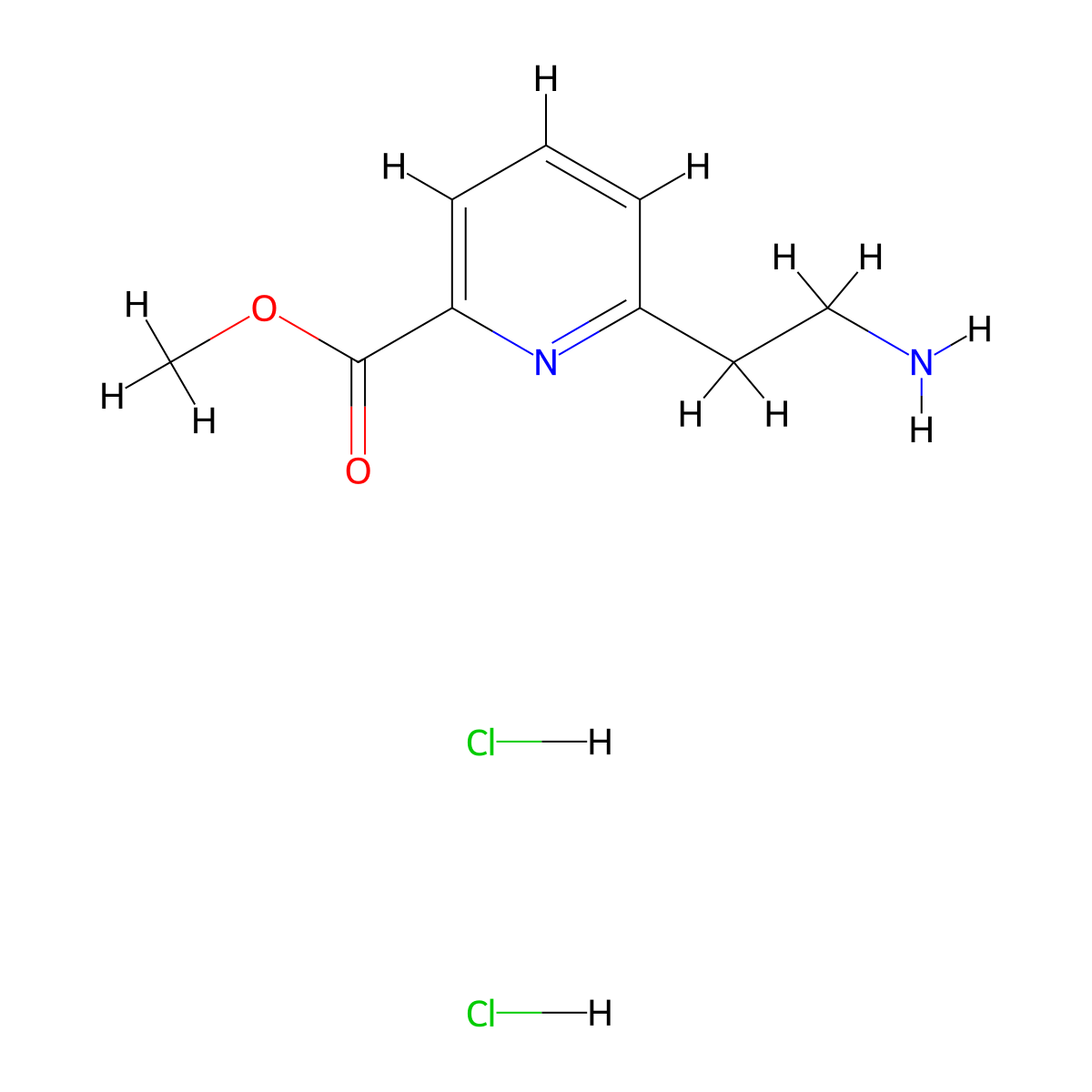 Methyl 6-(2-aminoethyl)pyridine-2-carboxylate dihydrochloride molecular structure, CAS 2639458-19-6