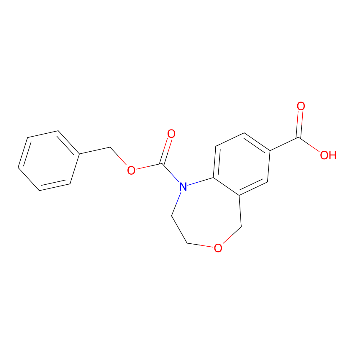 1-[(Benzyloxy)carbonyl]-1,2,3,5-tetrahydro-4,1-benzoxazepine-7-carboxylic acid molecular structure, CAS 2639458-24-3
