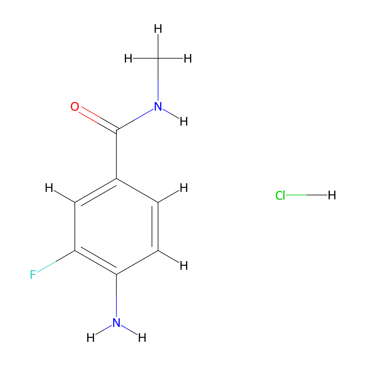 4-amino-3-fluoro-N-methylbenzamidehydrochloride molecular structure, CAS 2639458-28-7