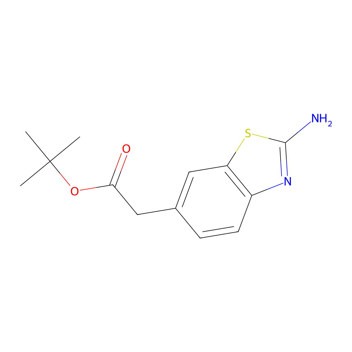 Tert-butyl 2-(2-amino-1,3-benzothiazol-6-yl)acetate molecular structure, CAS 2639458-30-1