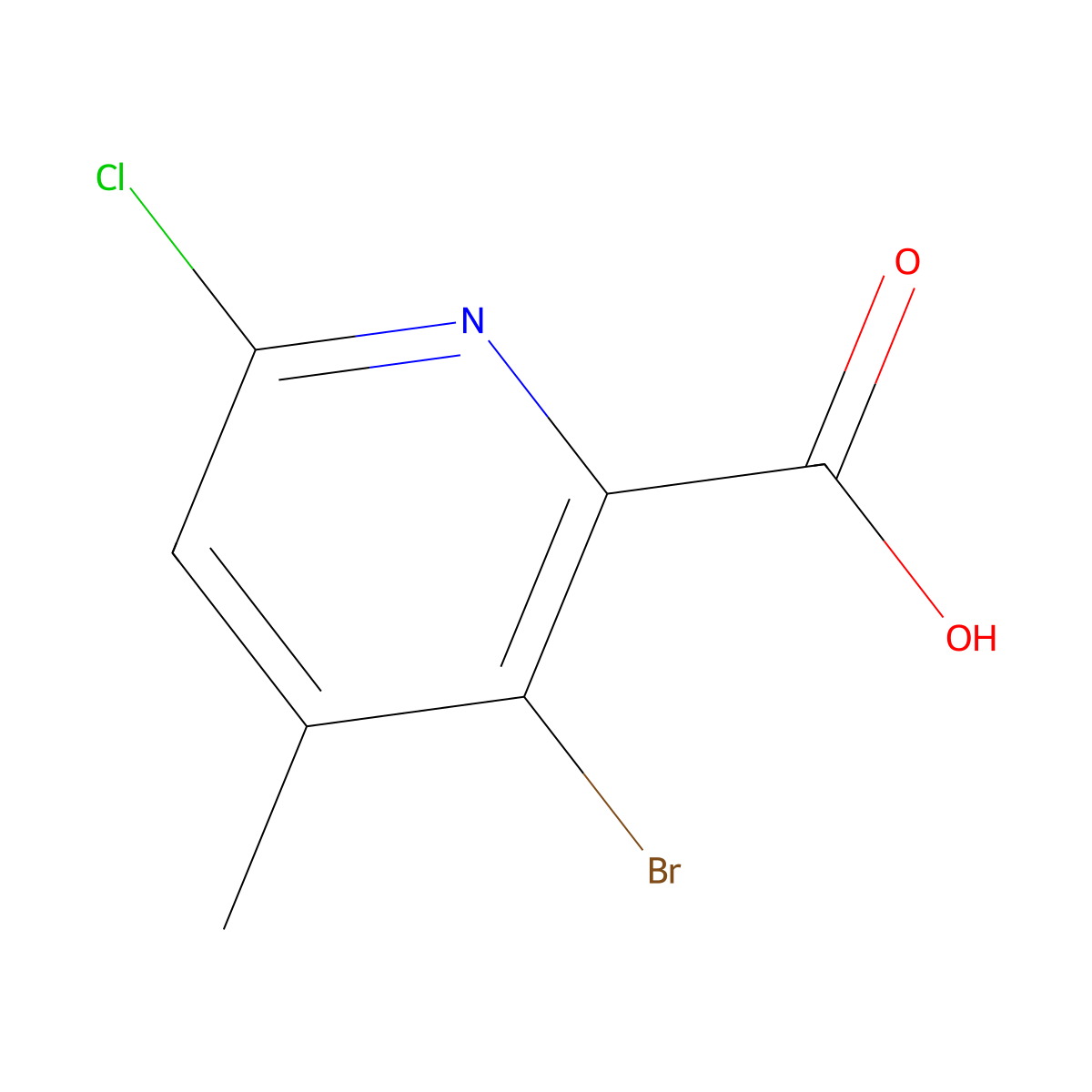 3-Bromo-6-chloro-4-methylpyridine-2-carboxylic acid molecular structure, CAS 2639458-32-3