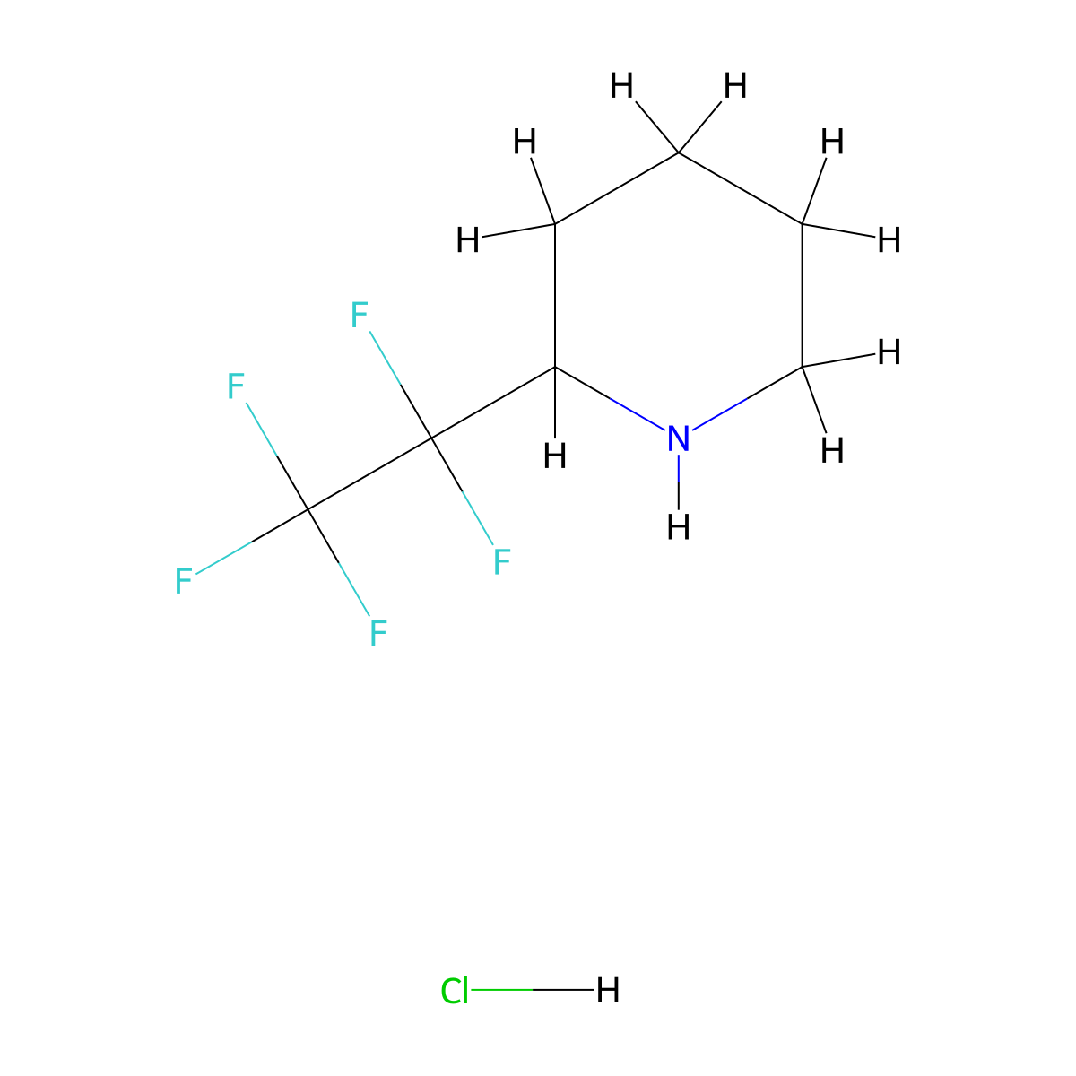 2-(1,1,2,2,2-Pentafluoroethyl)piperidine hydrochloride molecular structure, CAS 2639458-34-5