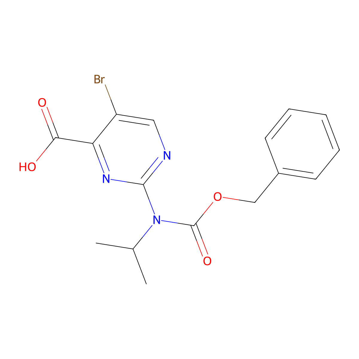 2-{[(Benzyloxy)carbonyl](propan-2-yl)amino}-5-bromopyrimidine-4-carboxylic acid molecular structure, CAS 2639458-35-6