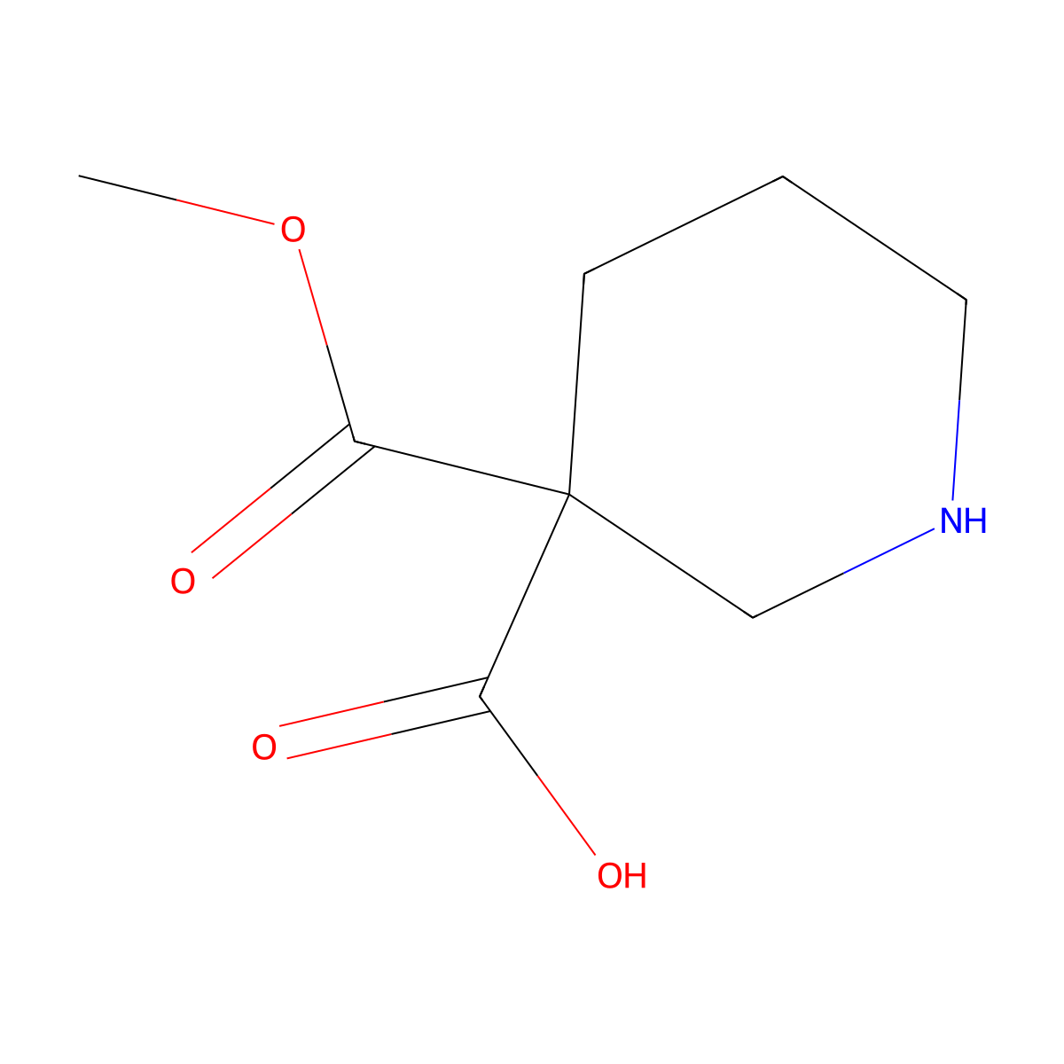 3-(Methoxycarbonyl)piperidine-3-carboxylic acid molecular structure, CAS 2639458-39-0