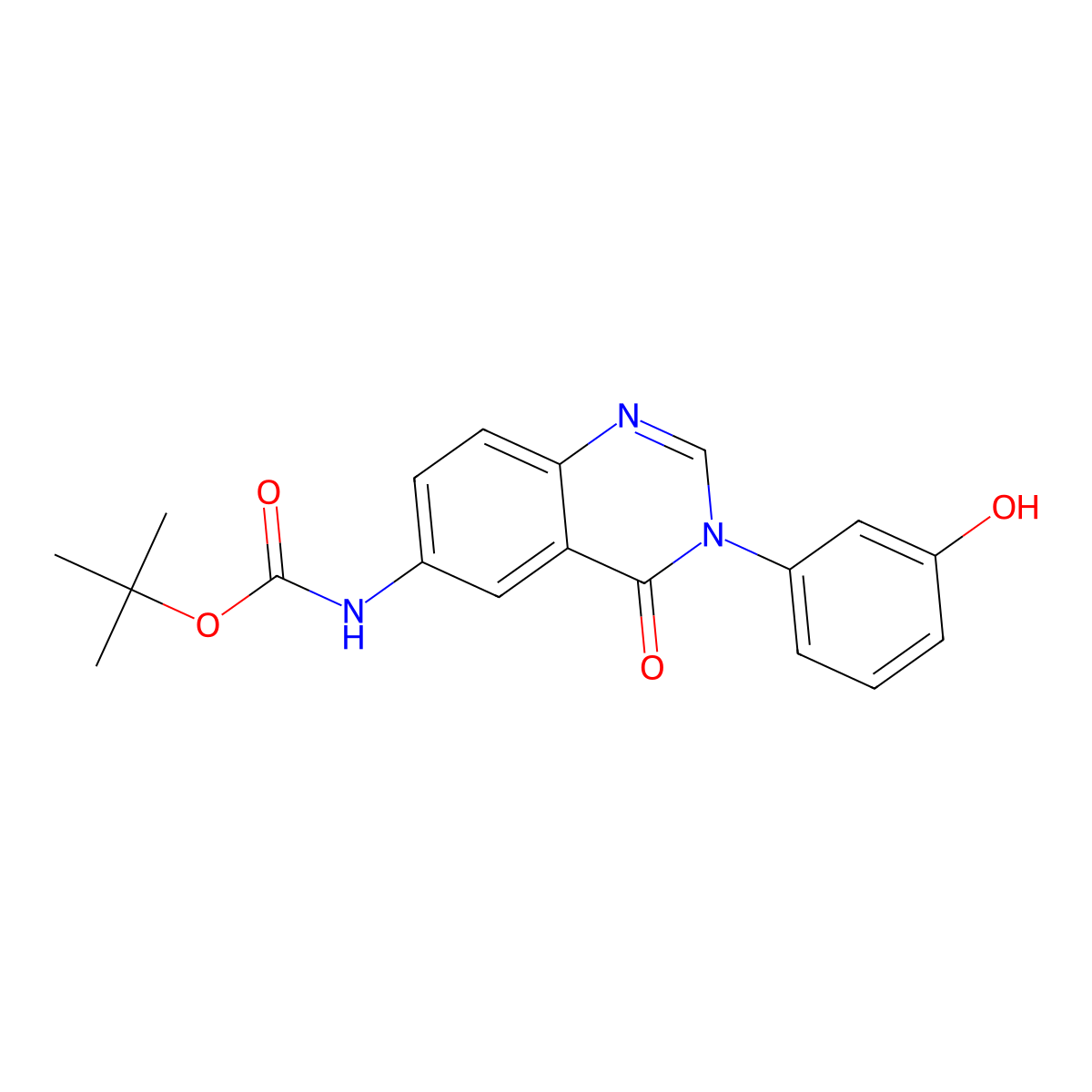 tert-butyl N-[3-(3-hydroxyphenyl)-4-oxo-3,4-dihydroquinazolin-6-yl]carbamate molecular structure, CAS 2639458-47-0
