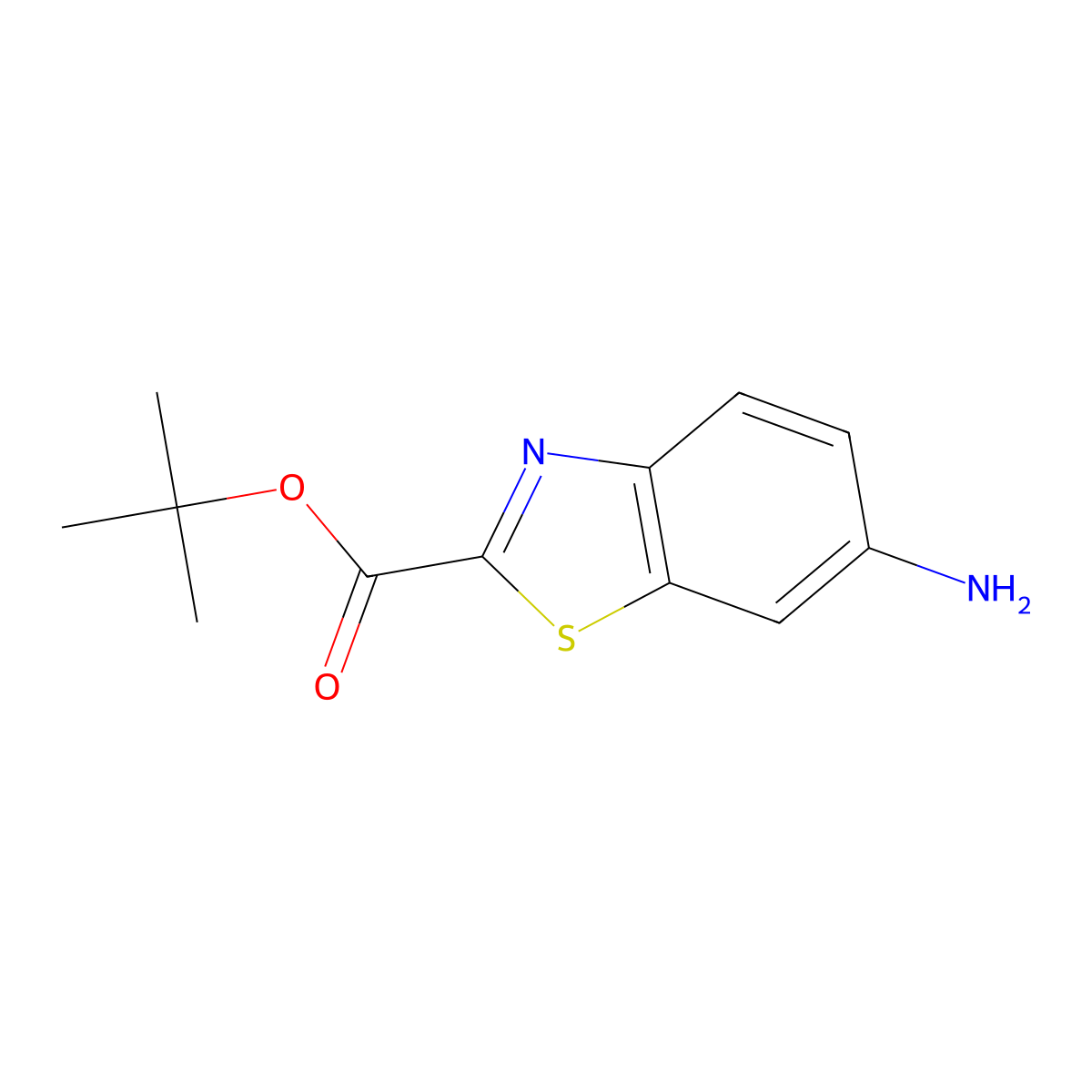 Tert-butyl 6-amino-1,3-benzothiazole-2-carboxylate molecular structure, CAS 2639458-65-2